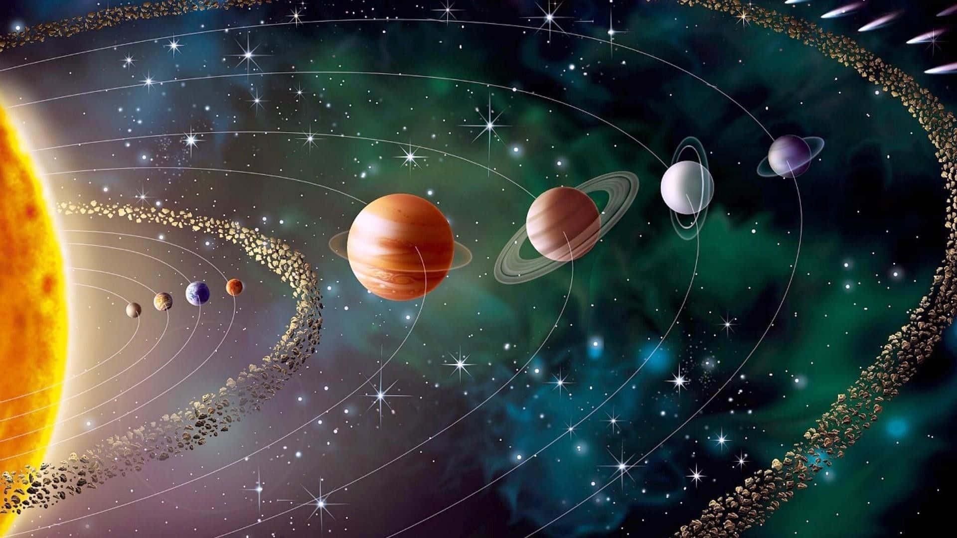 Earth's Dynamic Systems Visualization, solar system, planets, Full HD Desktop Wallpaper