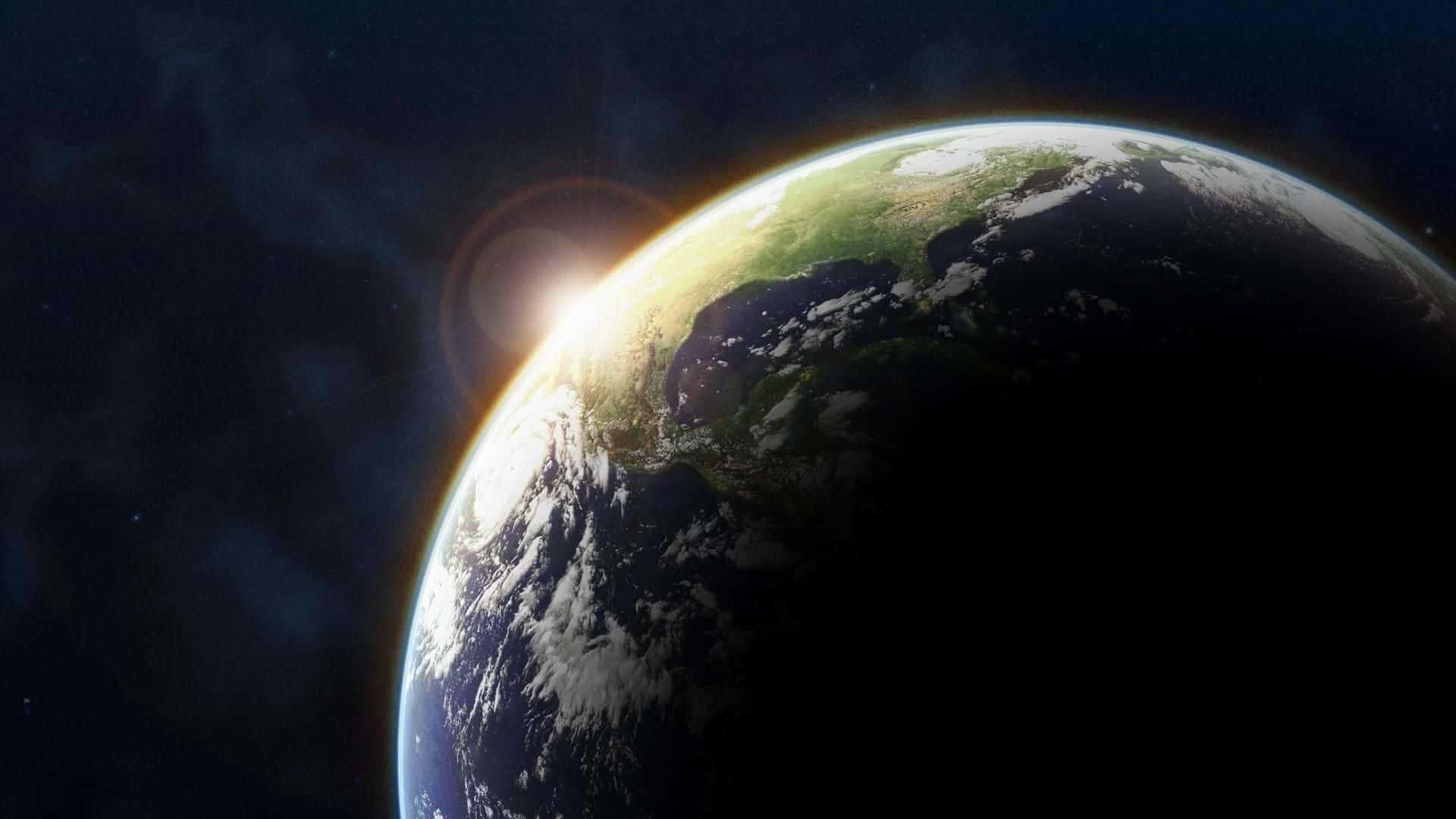 Earth, sun rising, curved horizon, Full HD Desktop Wallpaper