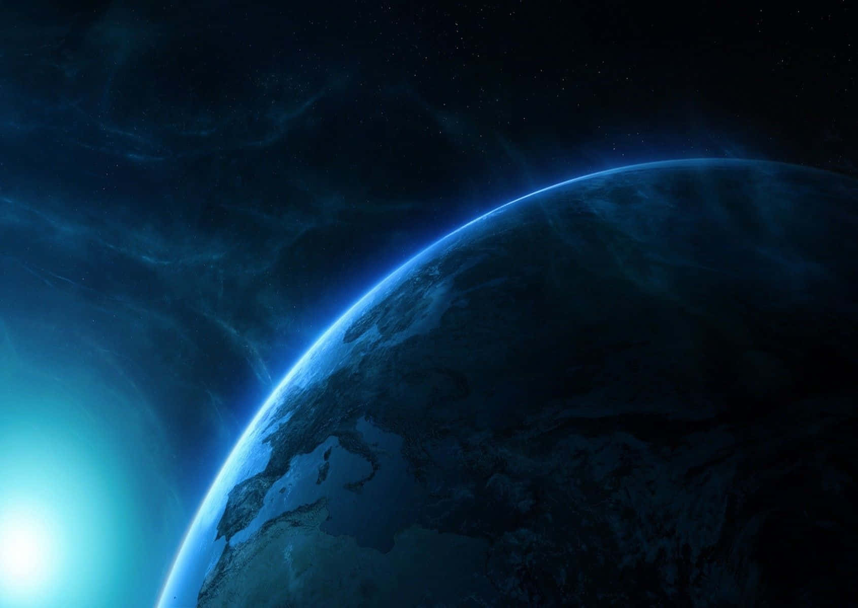 Earth, blue atmosphere, starry black sky, HD Desktop Wallpaper