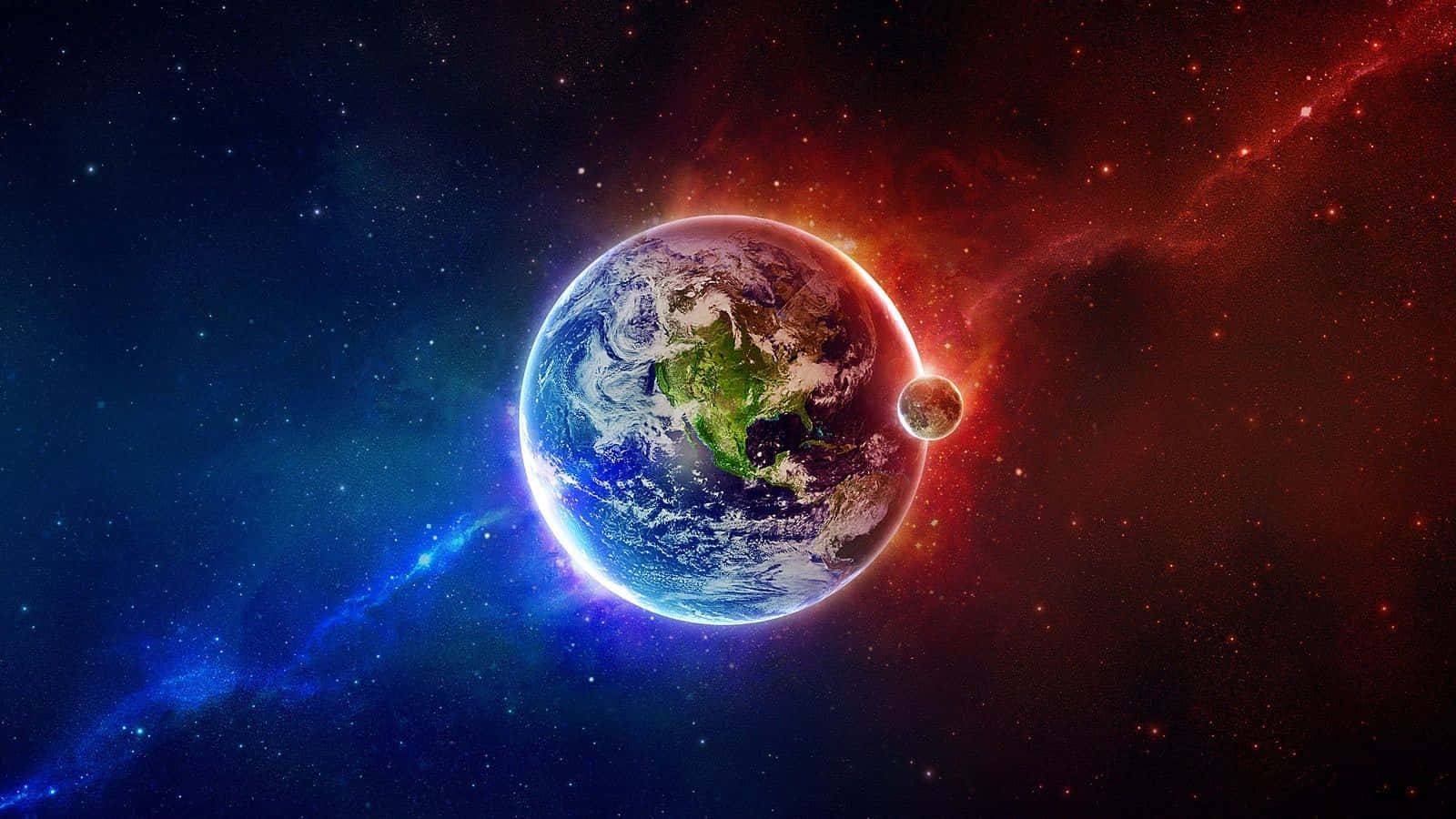 Earth, vibrant blues and greens, cosmic backdrop, HD Desktop Wallpaper