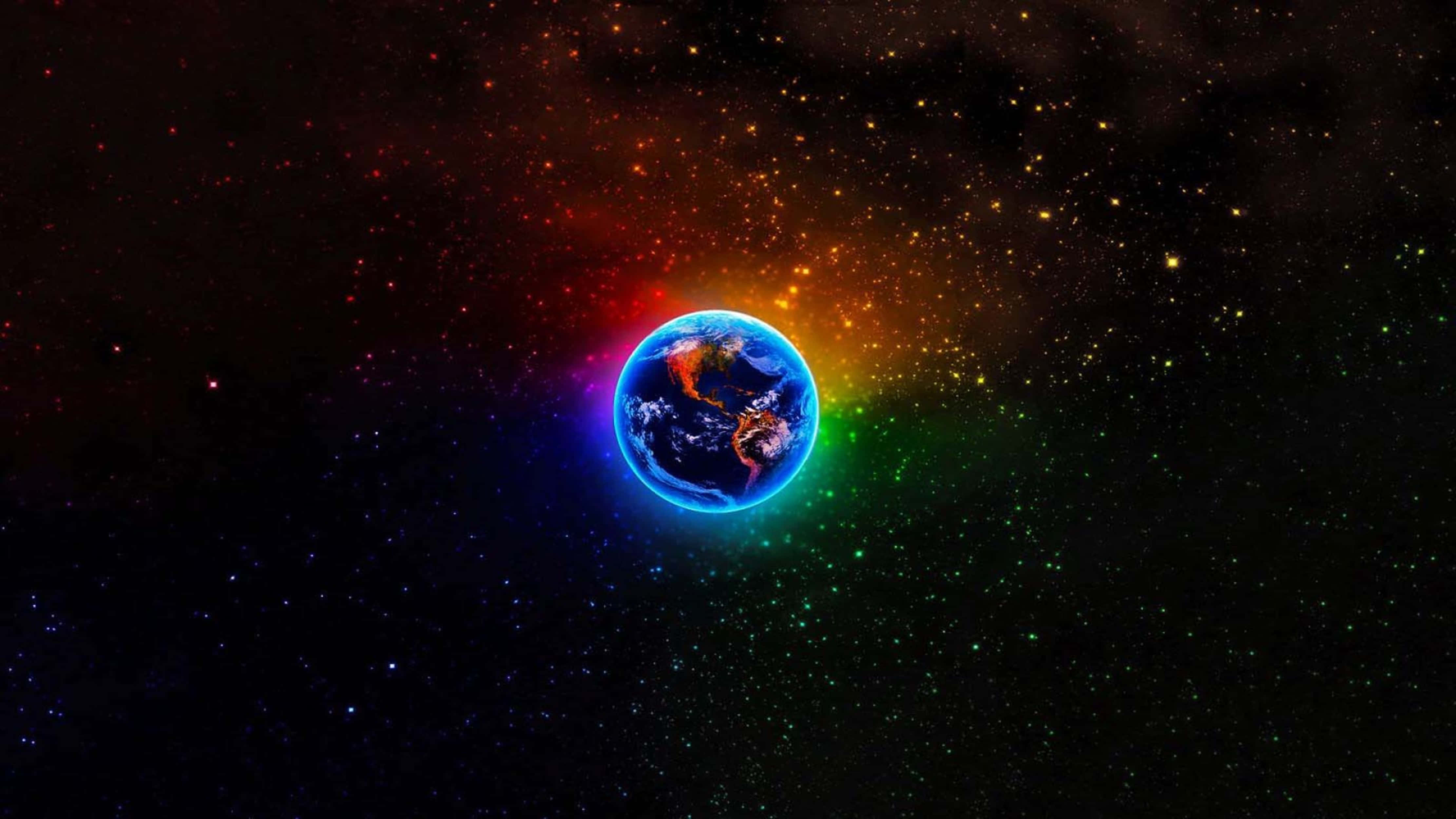 4K Universe, Earth, rainbow aura, 4K Desktop Wallpaper