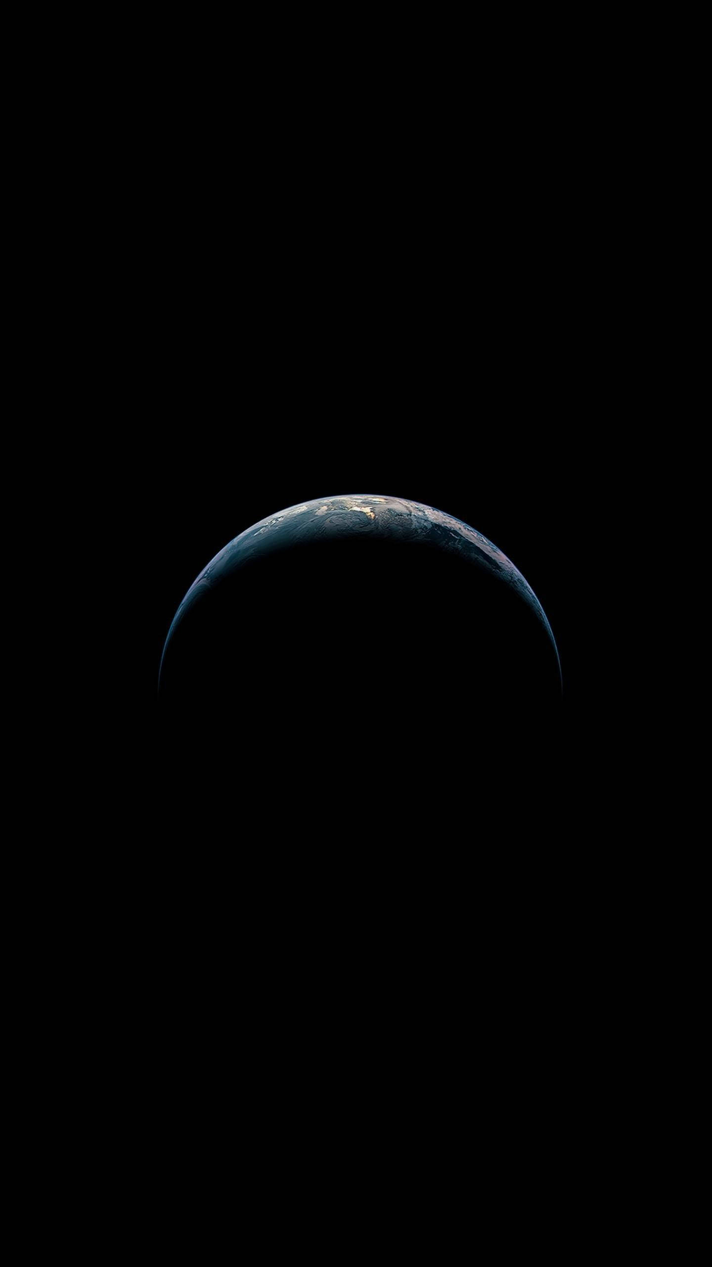 OLED, dark shadowed earth, crescent Earth, 2K Phone Wallpaper