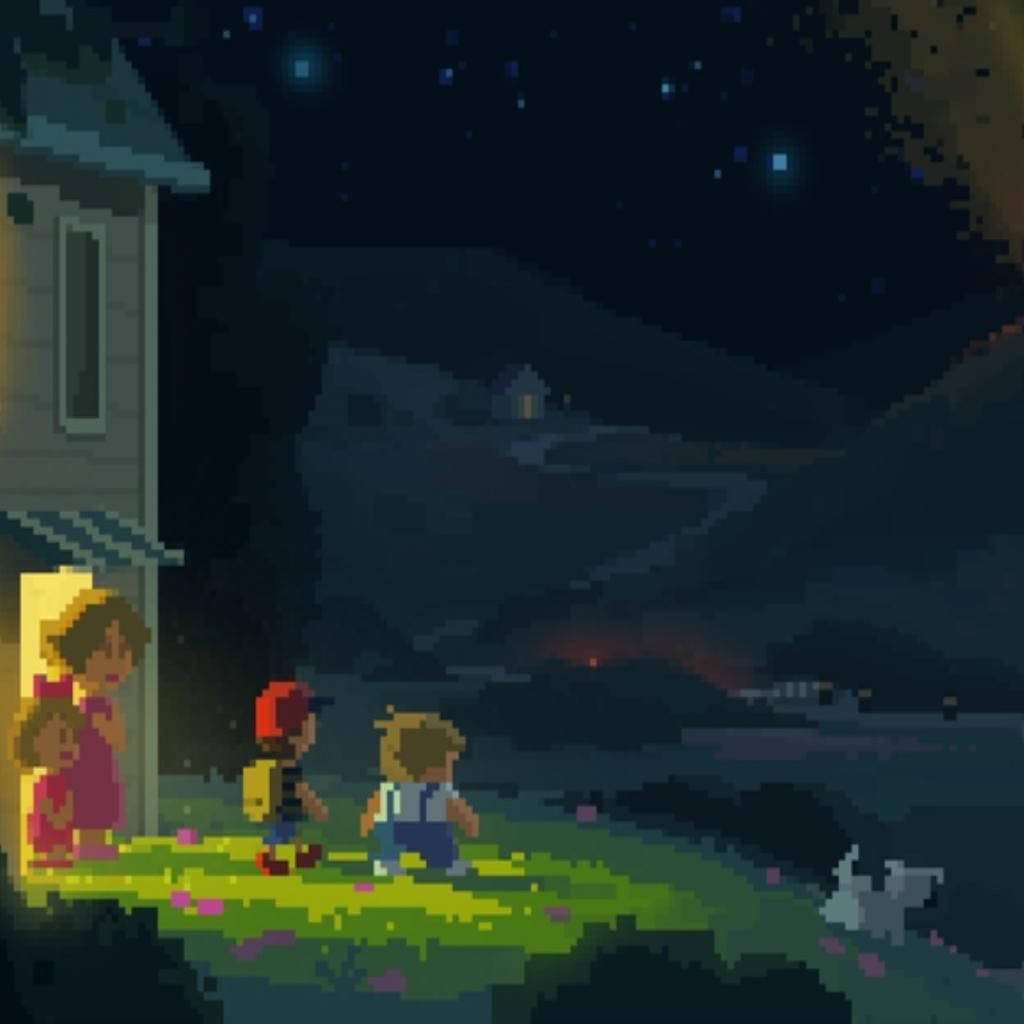 Earthbound, house, starry night sky, SD Desktop Wallpaper