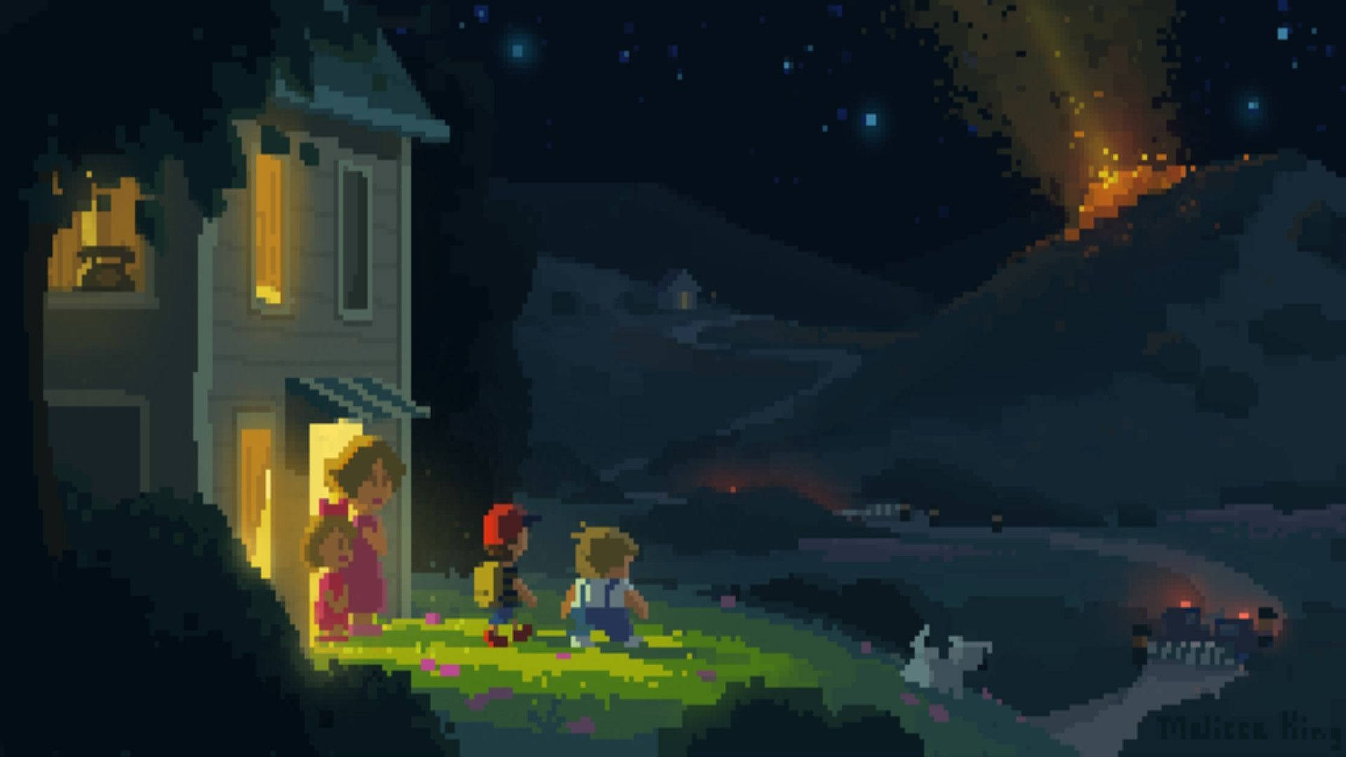 Earthbound, comet, mountain range, Full HD Desktop Wallpaper