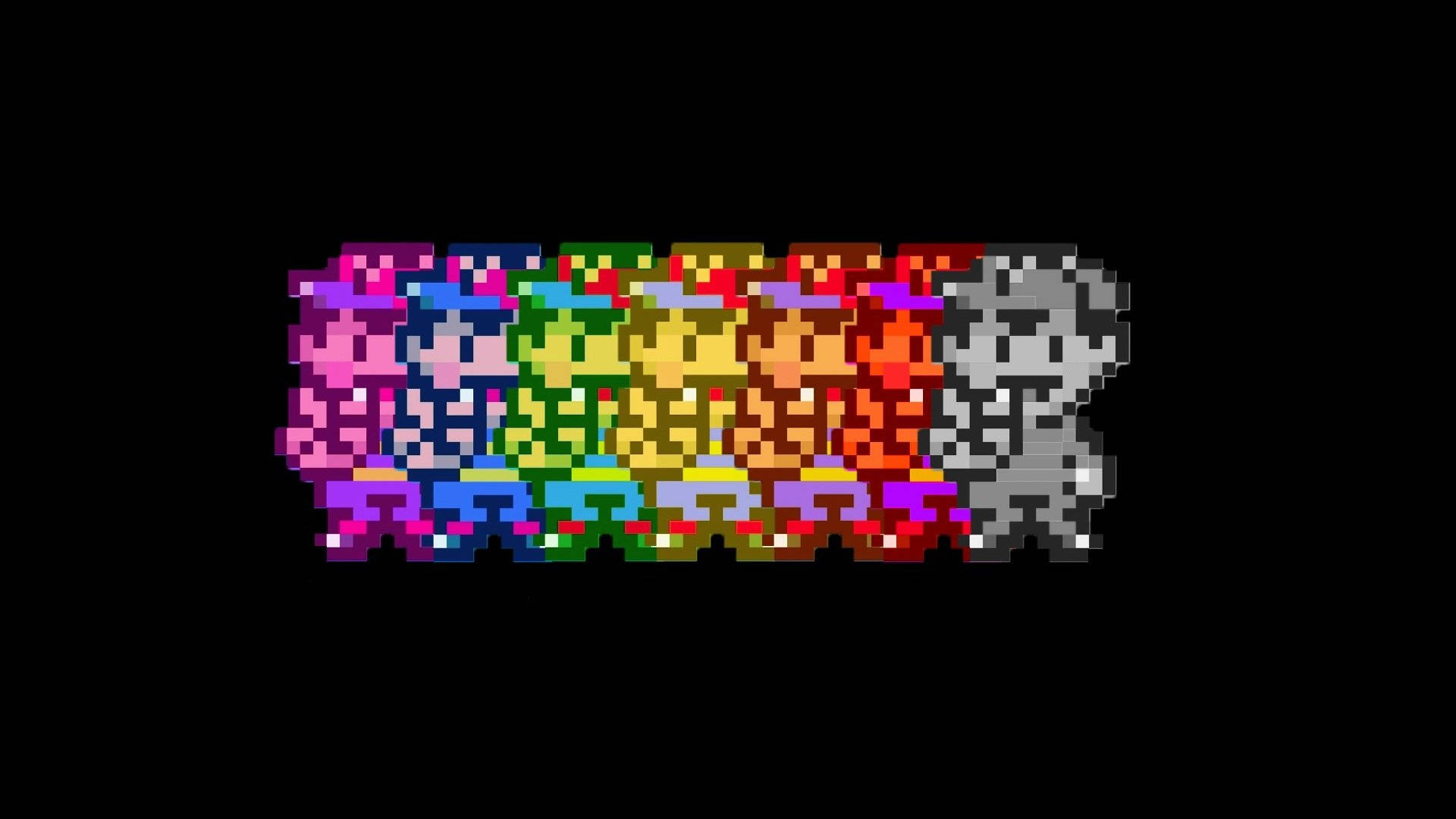 Earthbound, pixelated, rainbow gradient, Full HD Desktop Wallpaper