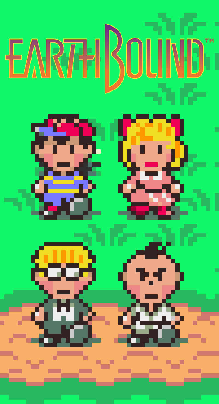EarthBound, pixel art, four characters, HD Phone Wallpaper