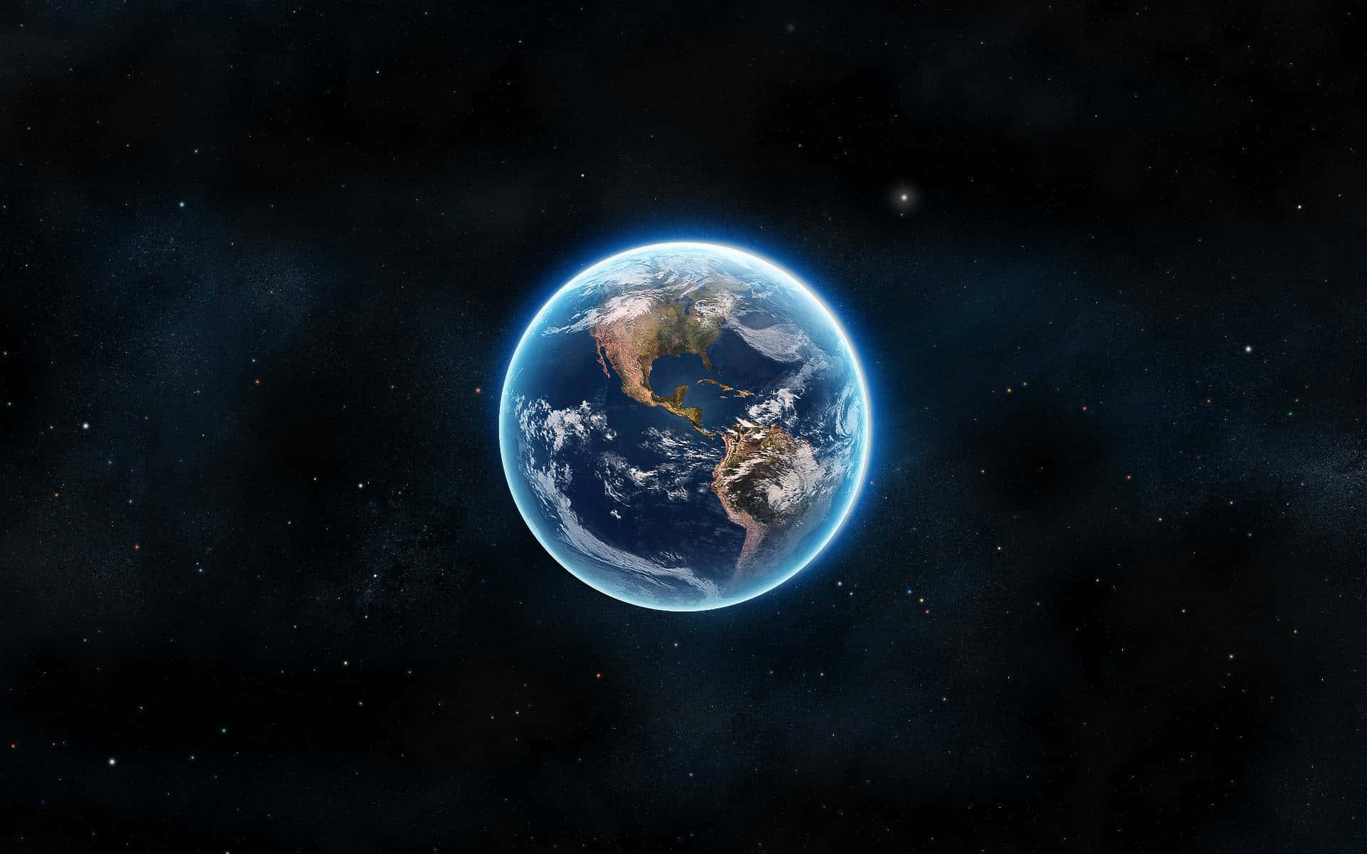 3D Earth, blue oceans, white clouds, Full HD Desktop Wallpaper