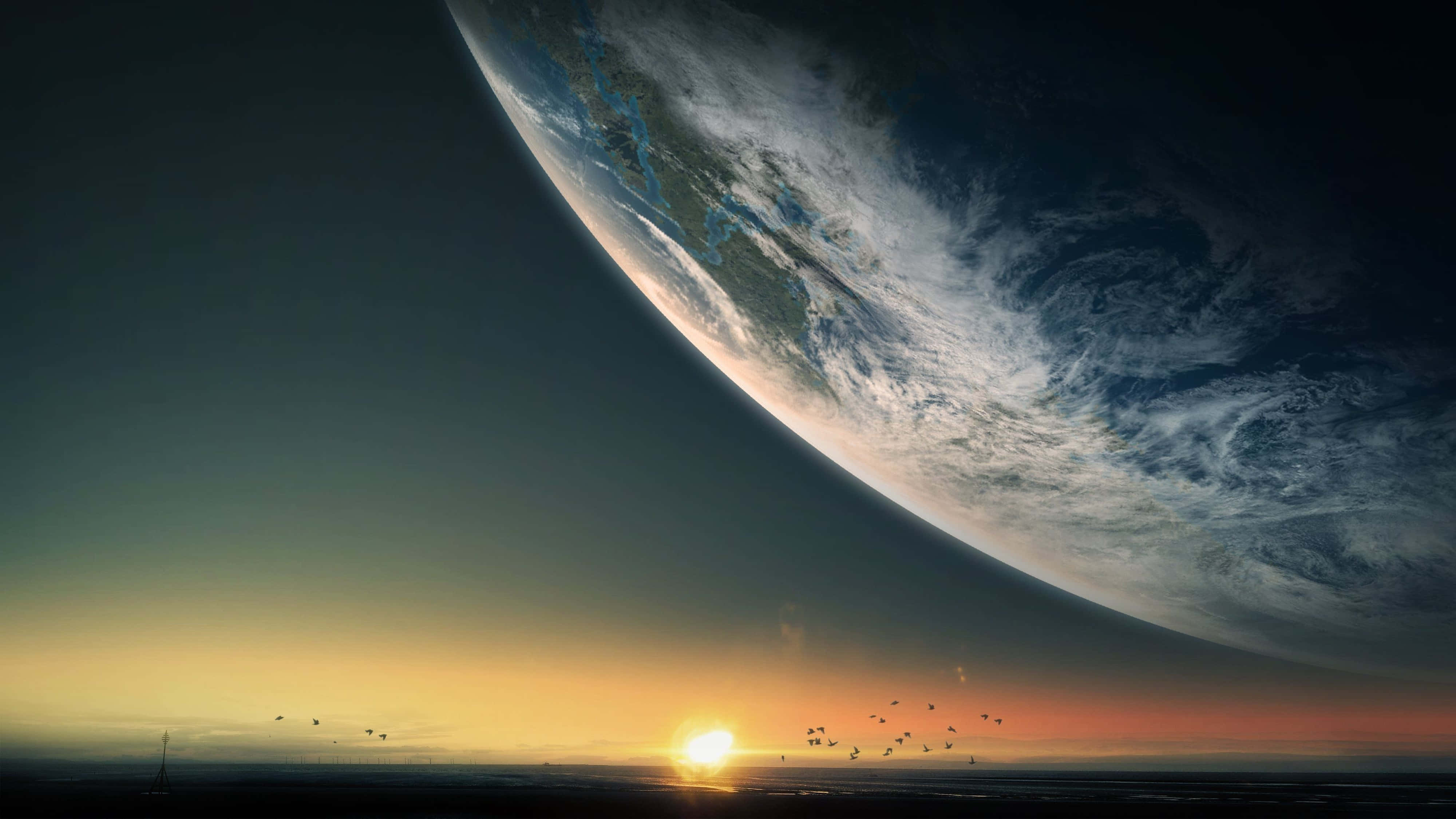 4k resolution, sunset, vast ocean, 4K Desktop Wallpaper