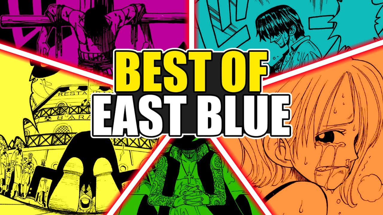 East Blue, anime collage, bold colored panels, HD Desktop Wallpaper