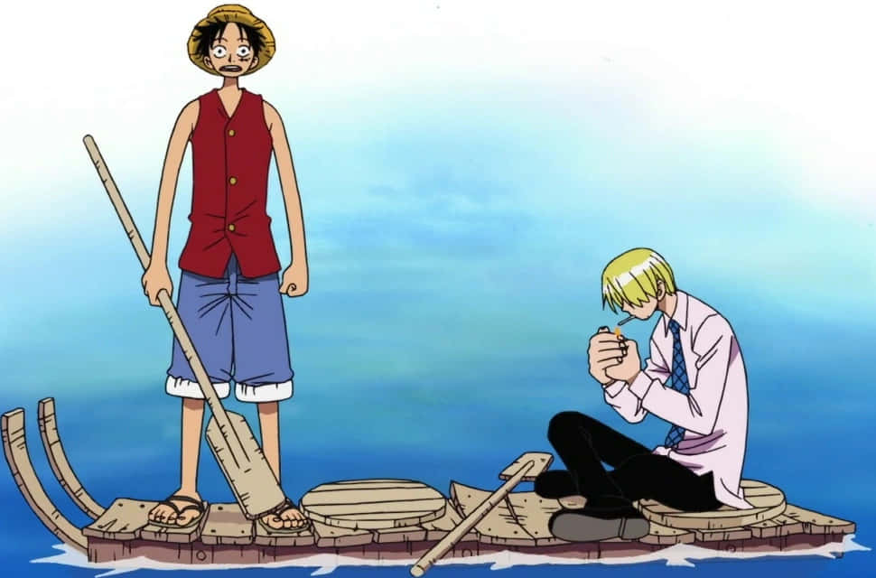 East Blue, anime characters, makeshift raft, SD Desktop Wallpaper
