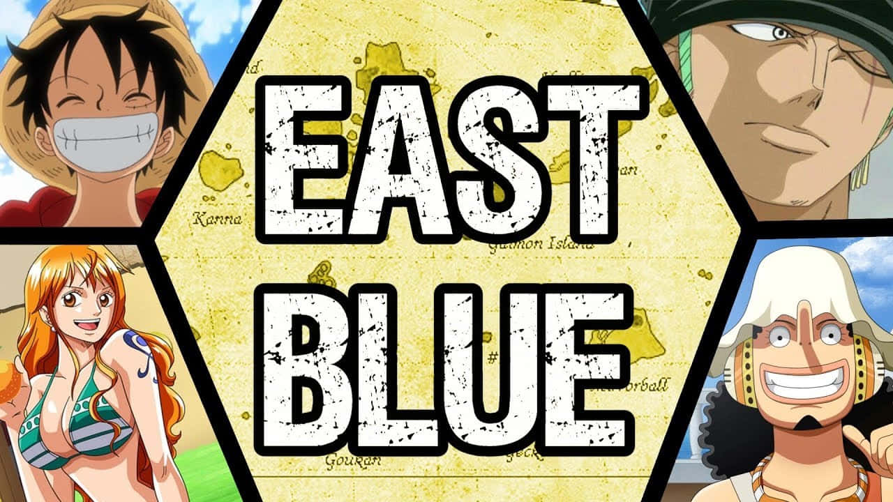 East Blue, anime characters, weathered map, HD Desktop Wallpaper