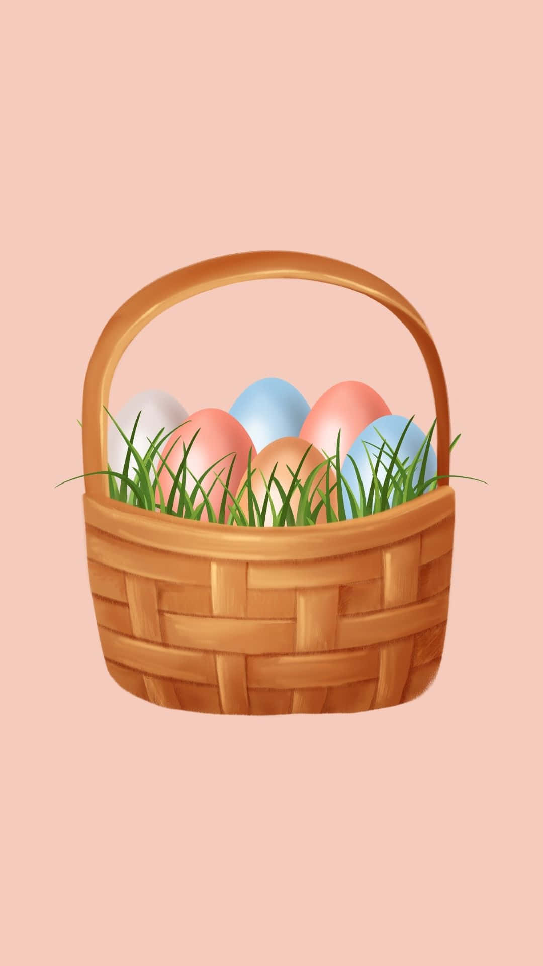 Easter Basket, colorful Easter eggs, green grass, Full HD Phone Wallpaper