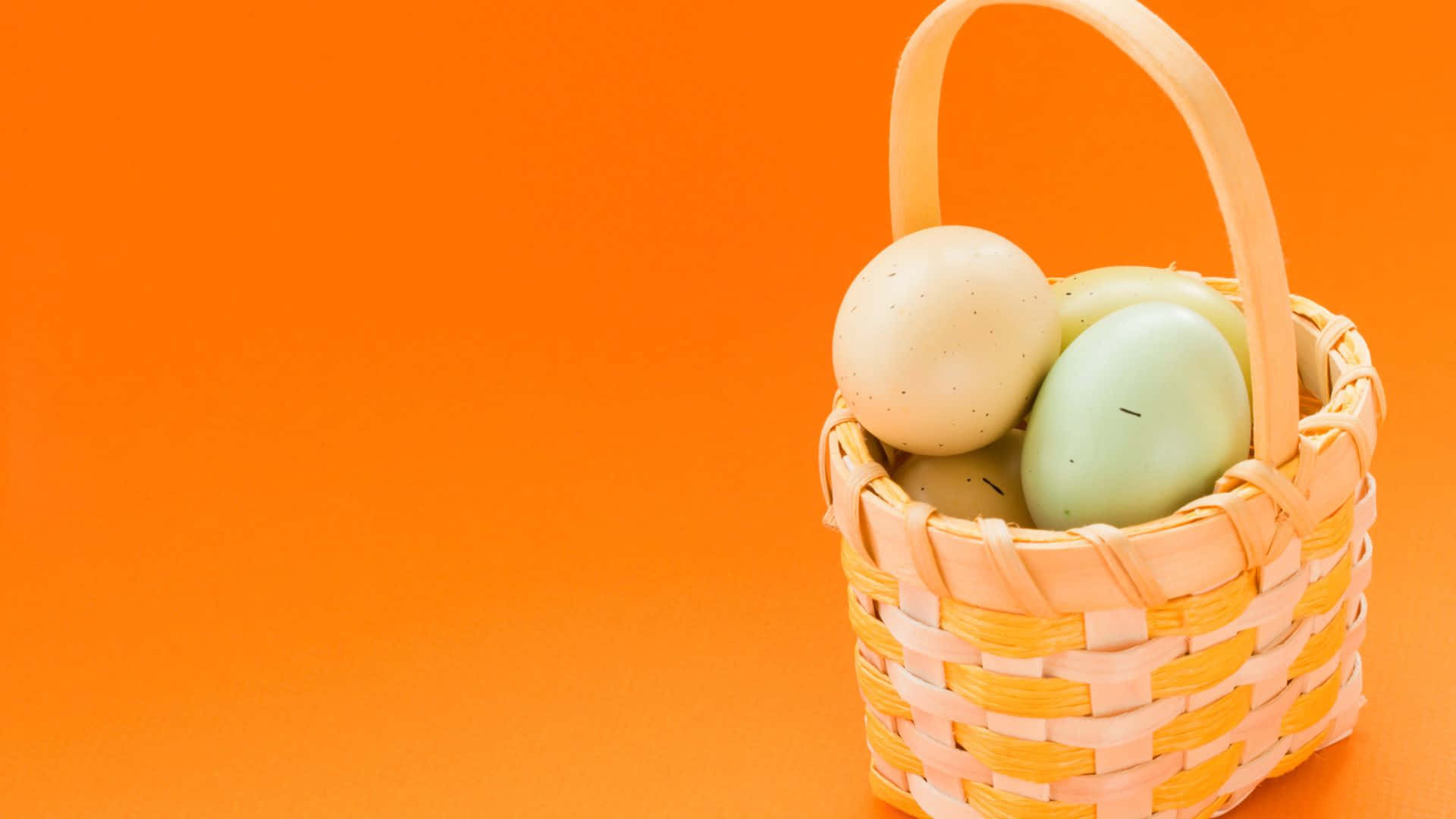 Easter Basket, pastel eggs, woven basket, Full HD Desktop Wallpaper
