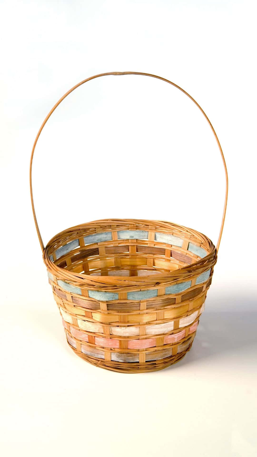 Easter Basket, handwoven basket, curved wooden handle, Full HD Phone Wallpaper