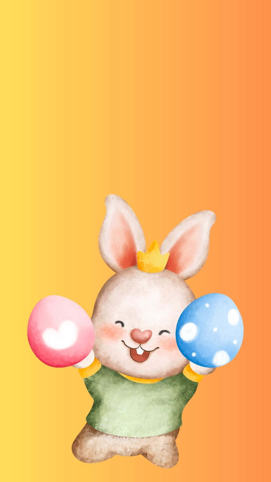 Easter Bunny, watercolor, tiny crown, Full HD Phone Wallpaper