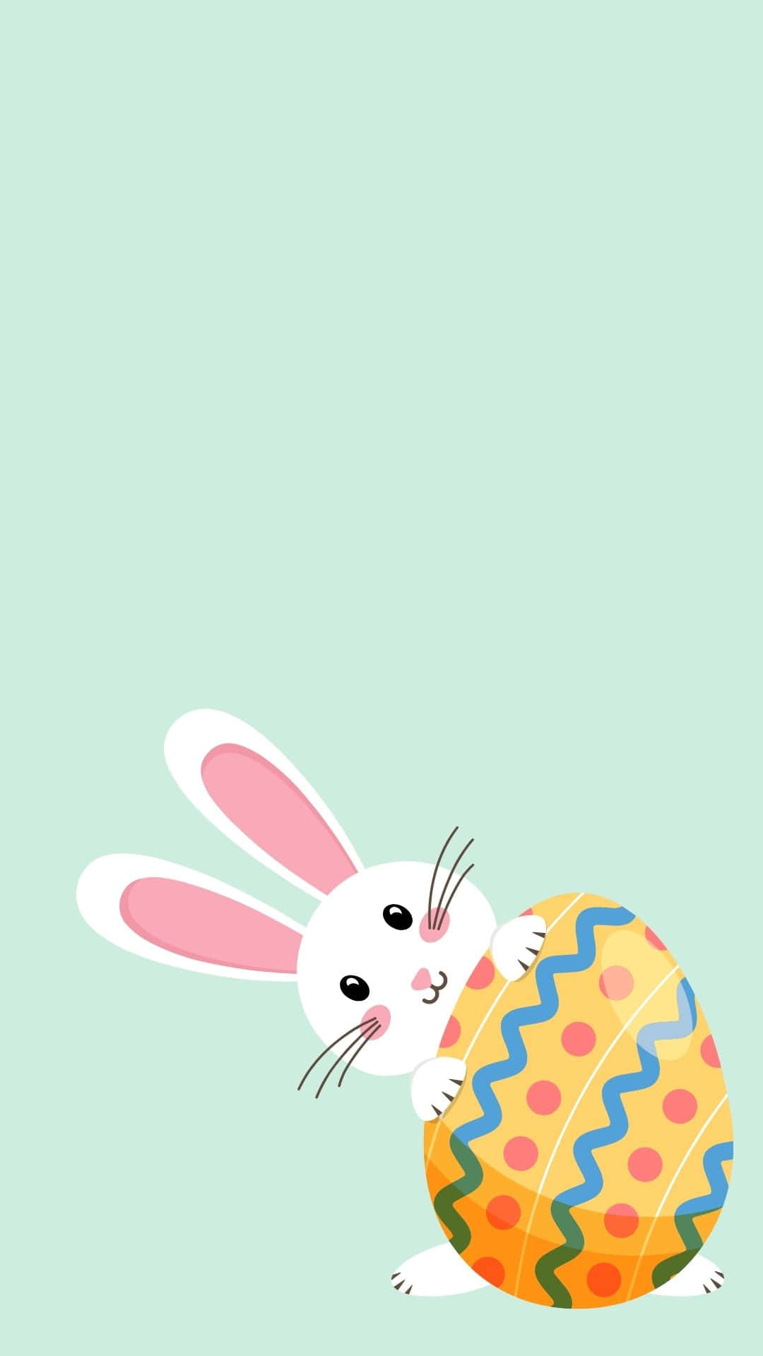 Easter Bunny, white cartoon bunny, pink ears, Full HD Phone Wallpaper