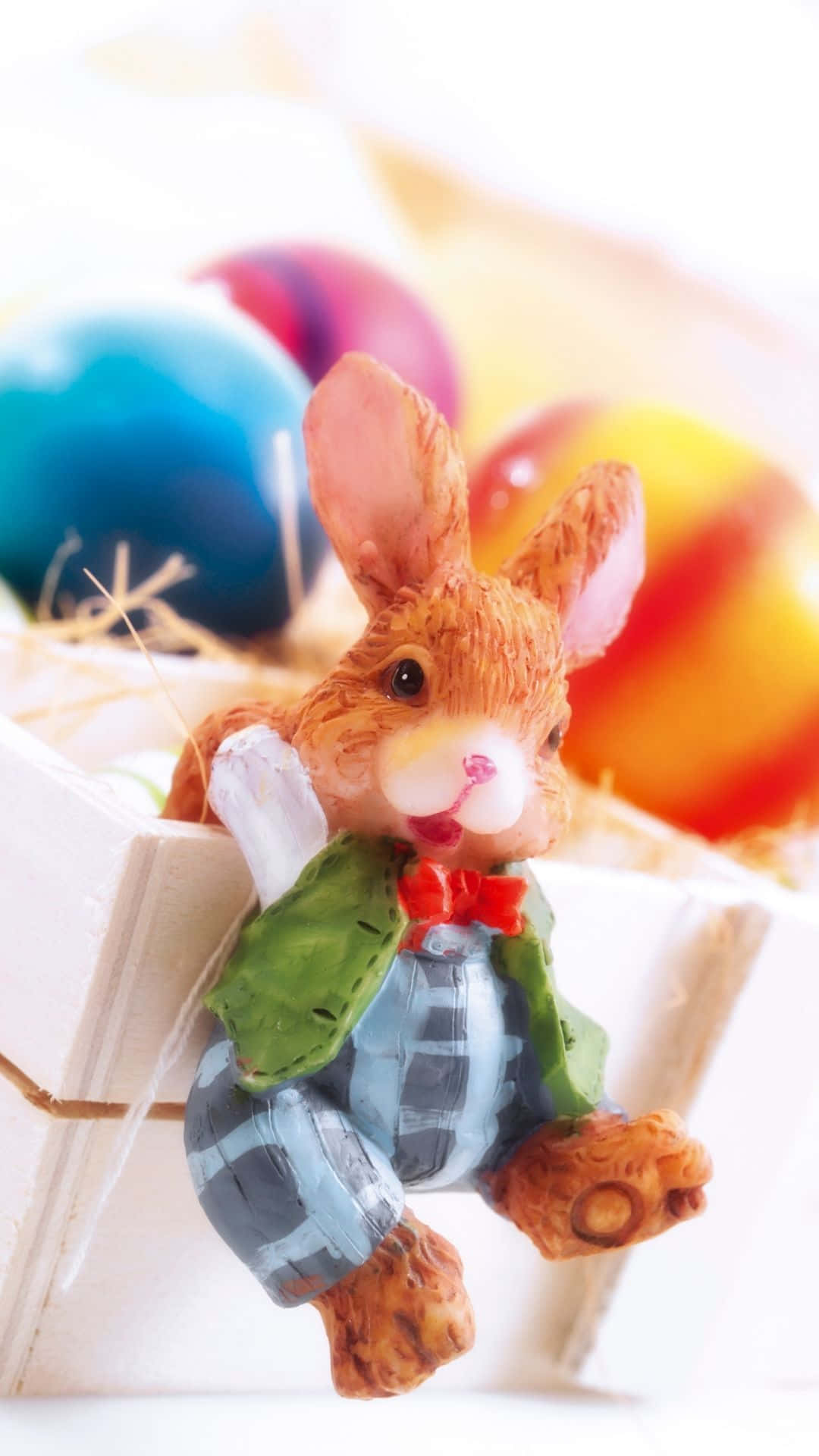 Easter Bunny, brown bunny, plaid overalls, Full HD Phone Wallpaper