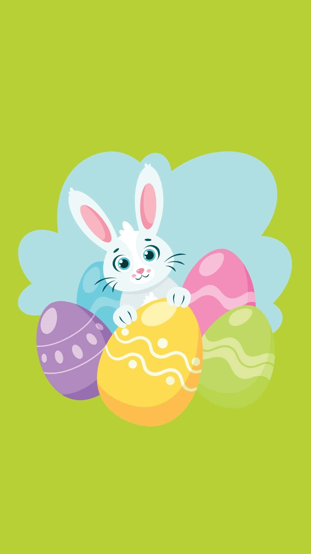 Easter Bunny, white cartoon bunny, pink inner ears, Full HD Phone Wallpaper