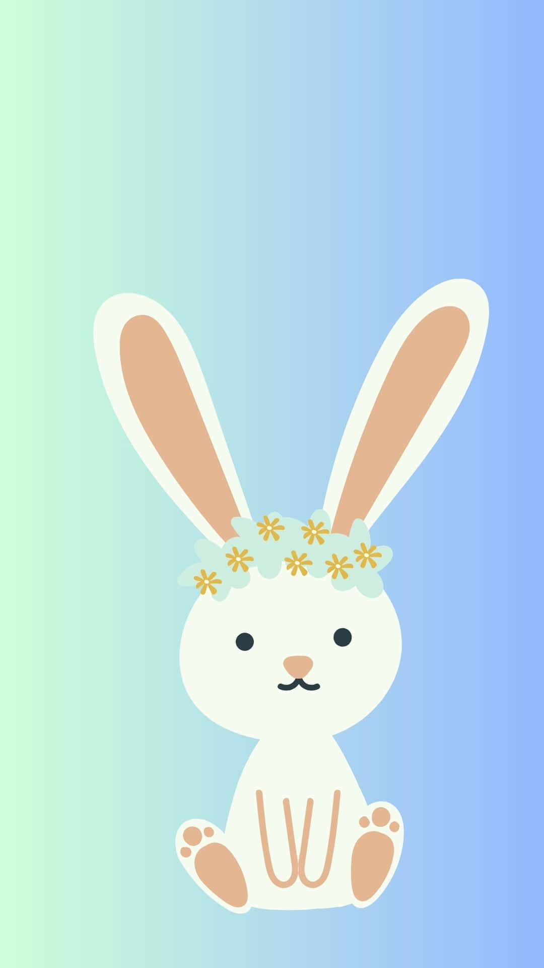 Easter Bunny, white cartoon bunny, floral crown, Full HD Phone Wallpaper