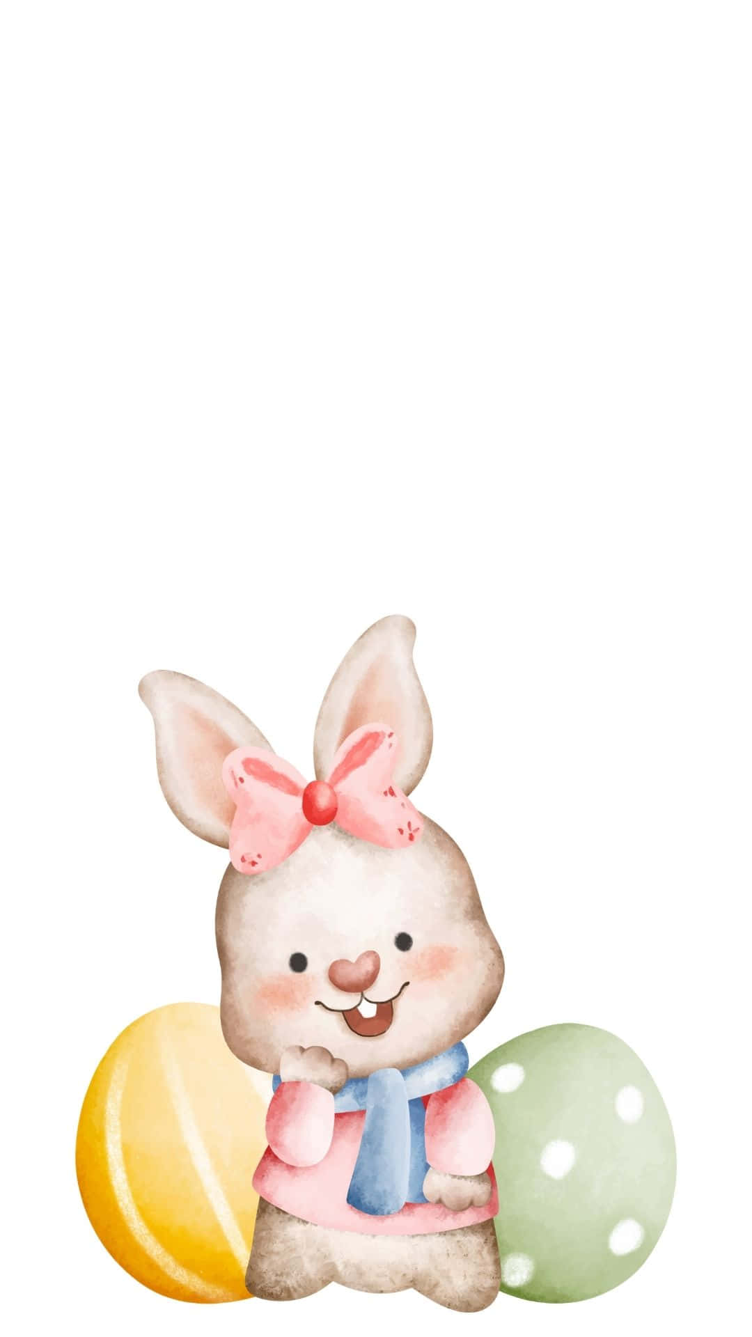 Easter Bunny, pink bow, blue scarf, Full HD Phone Wallpaper