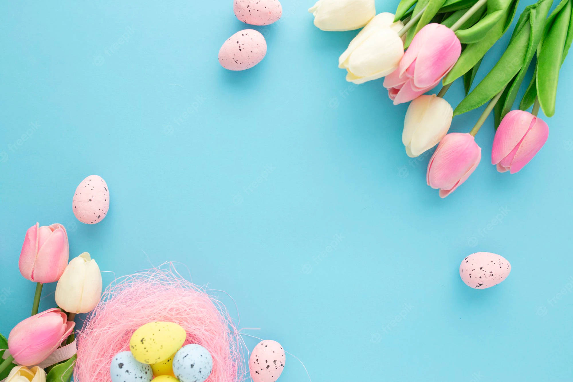 Easter Desktop, tulips, eggs, Full HD Desktop Wallpaper