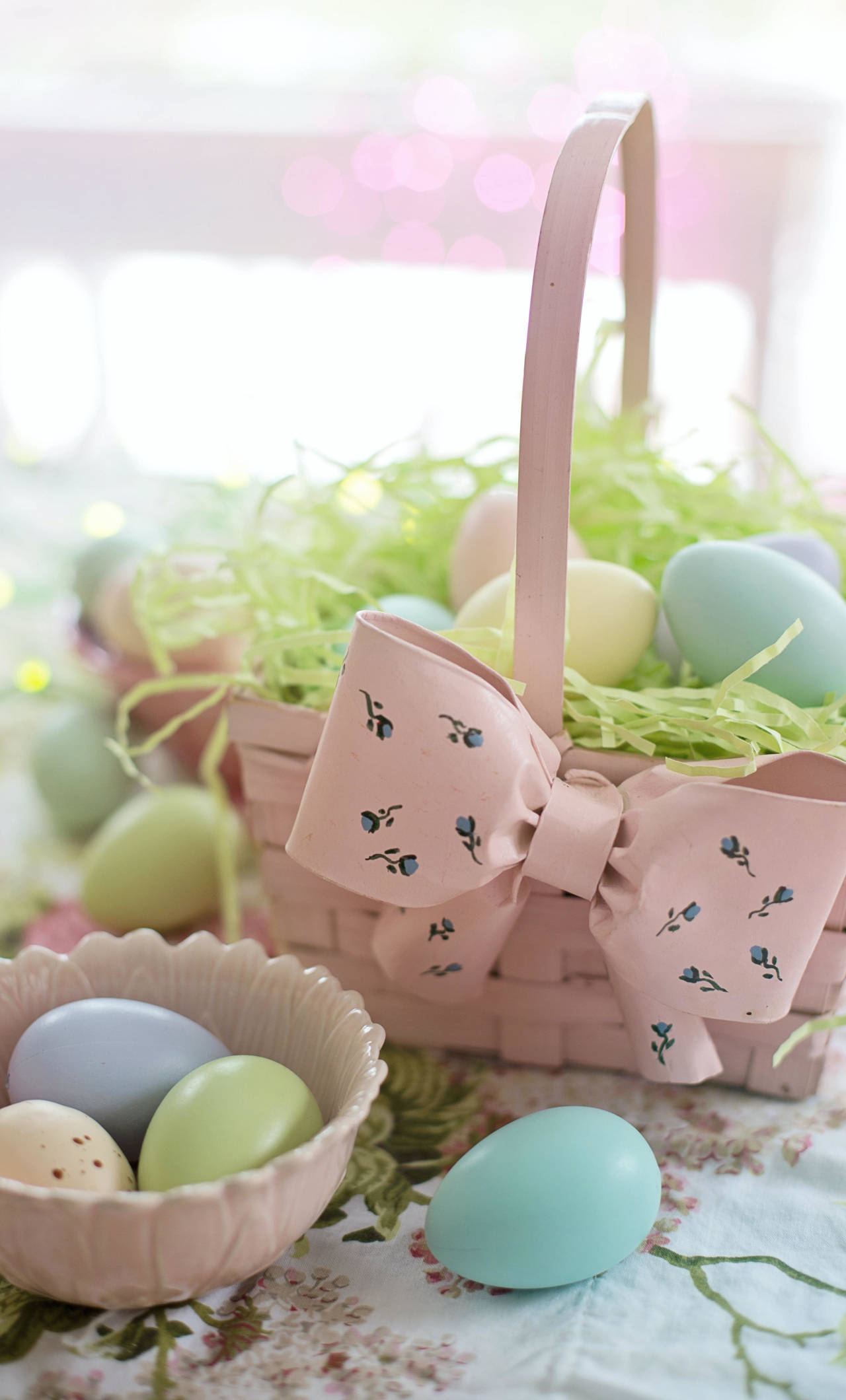 Pastel Easter Baskets, iPhone, pastel pink basket, Full HD Phone Wallpaper