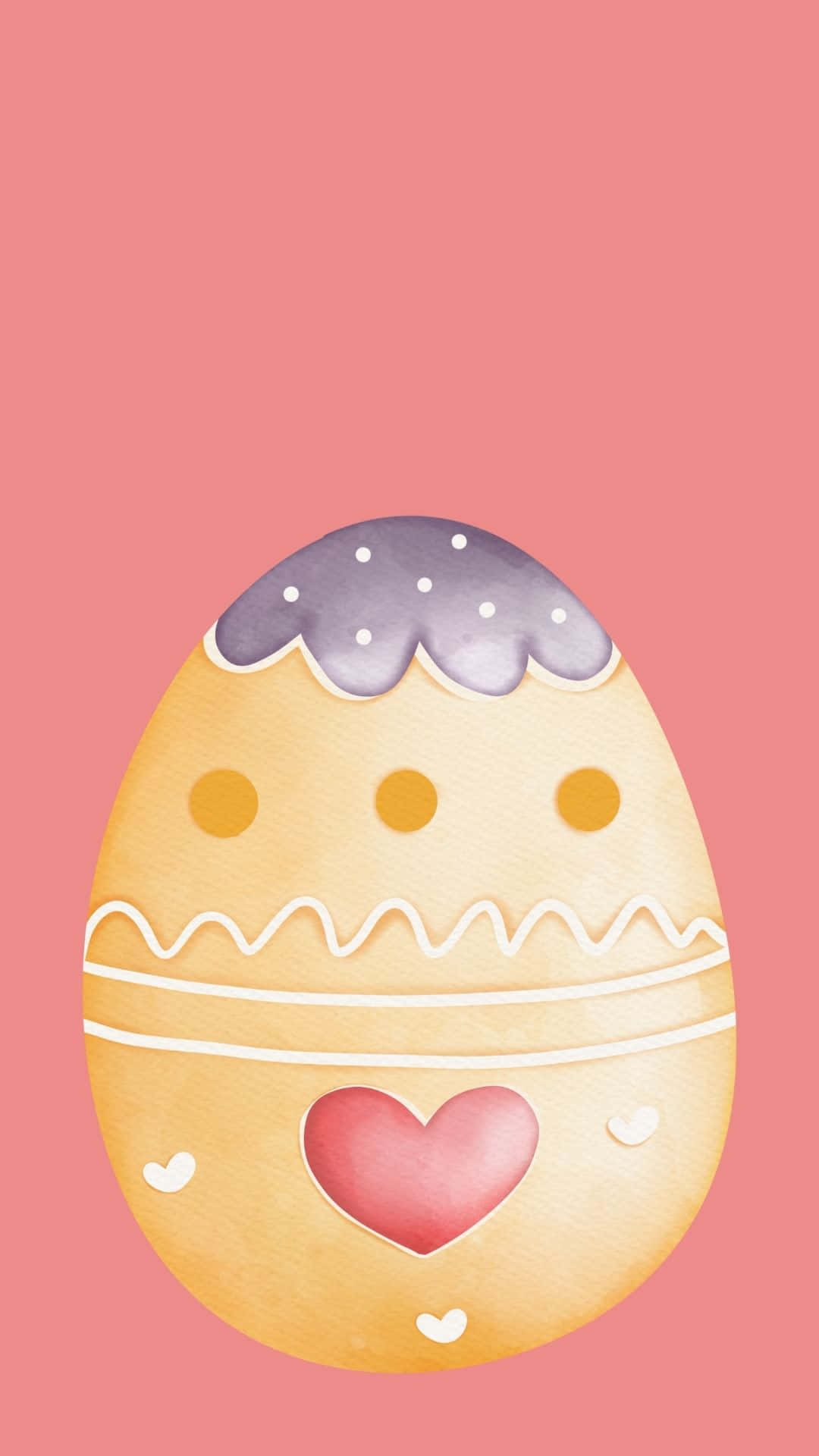 Easter Egg, purple polka-dotted, pink heart cutout, Full HD Phone Wallpaper