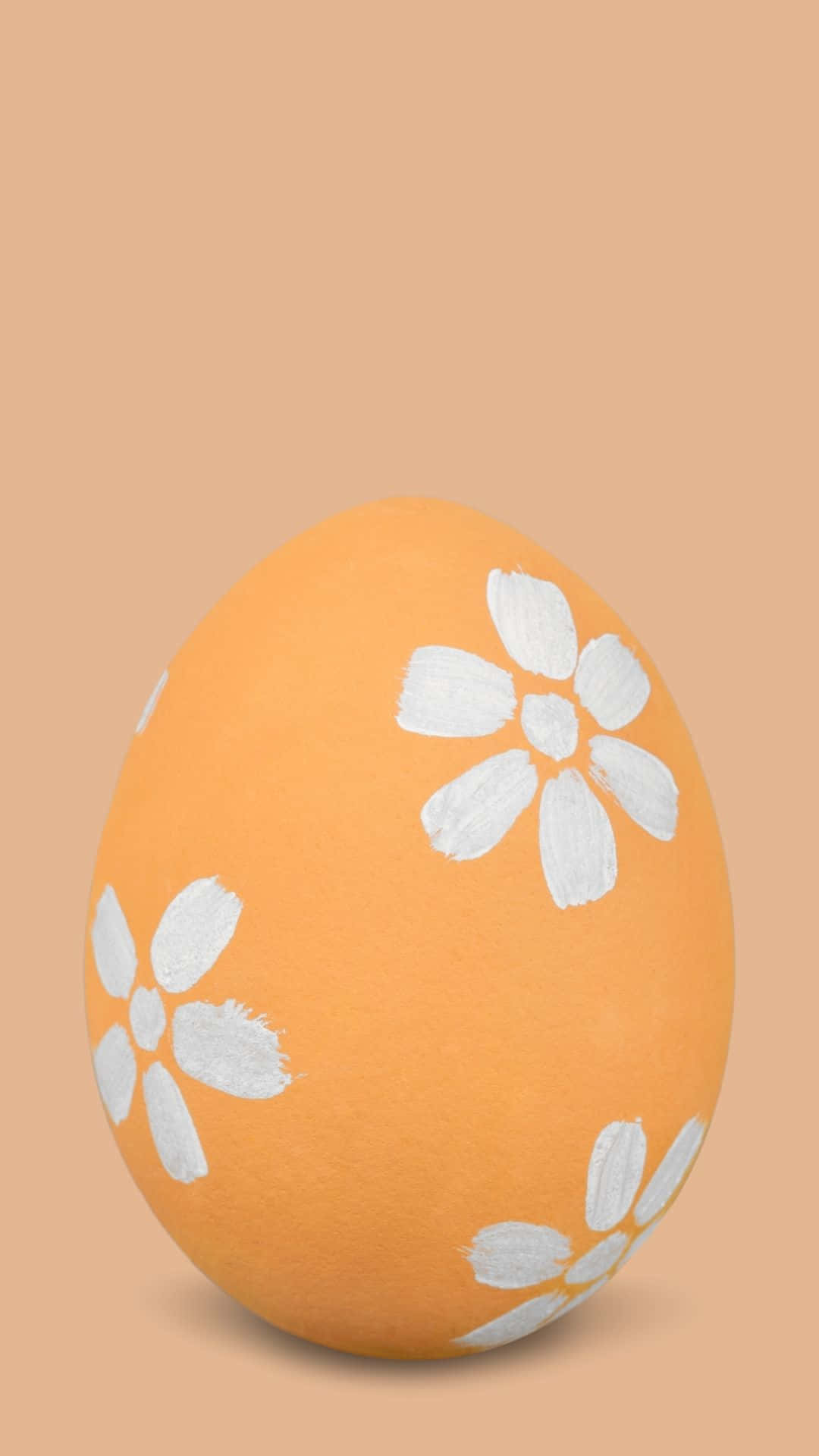 orange egg, white daisies, peach background, Full HD Phone Wallpaper