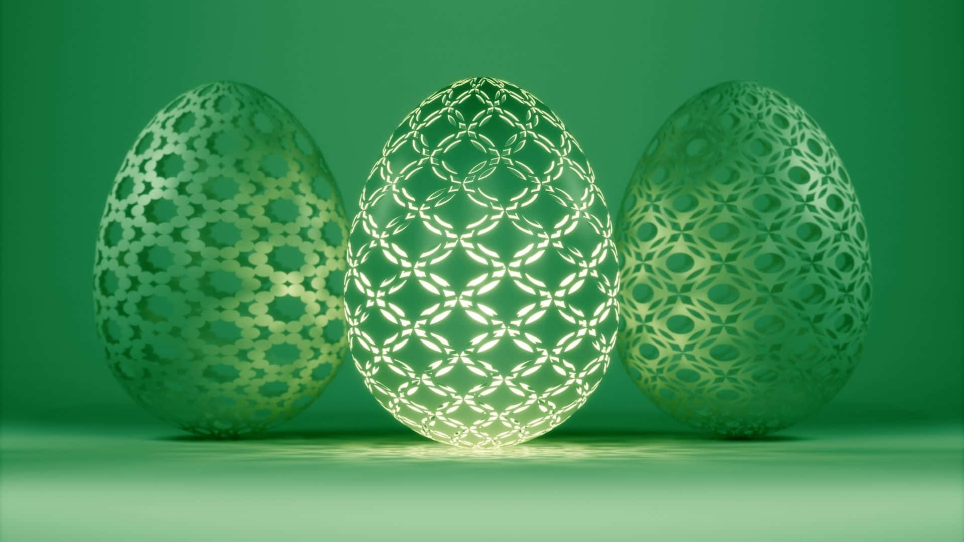 Easter Egg, glowing green, intricate geometric cutouts, Full HD Desktop Wallpaper