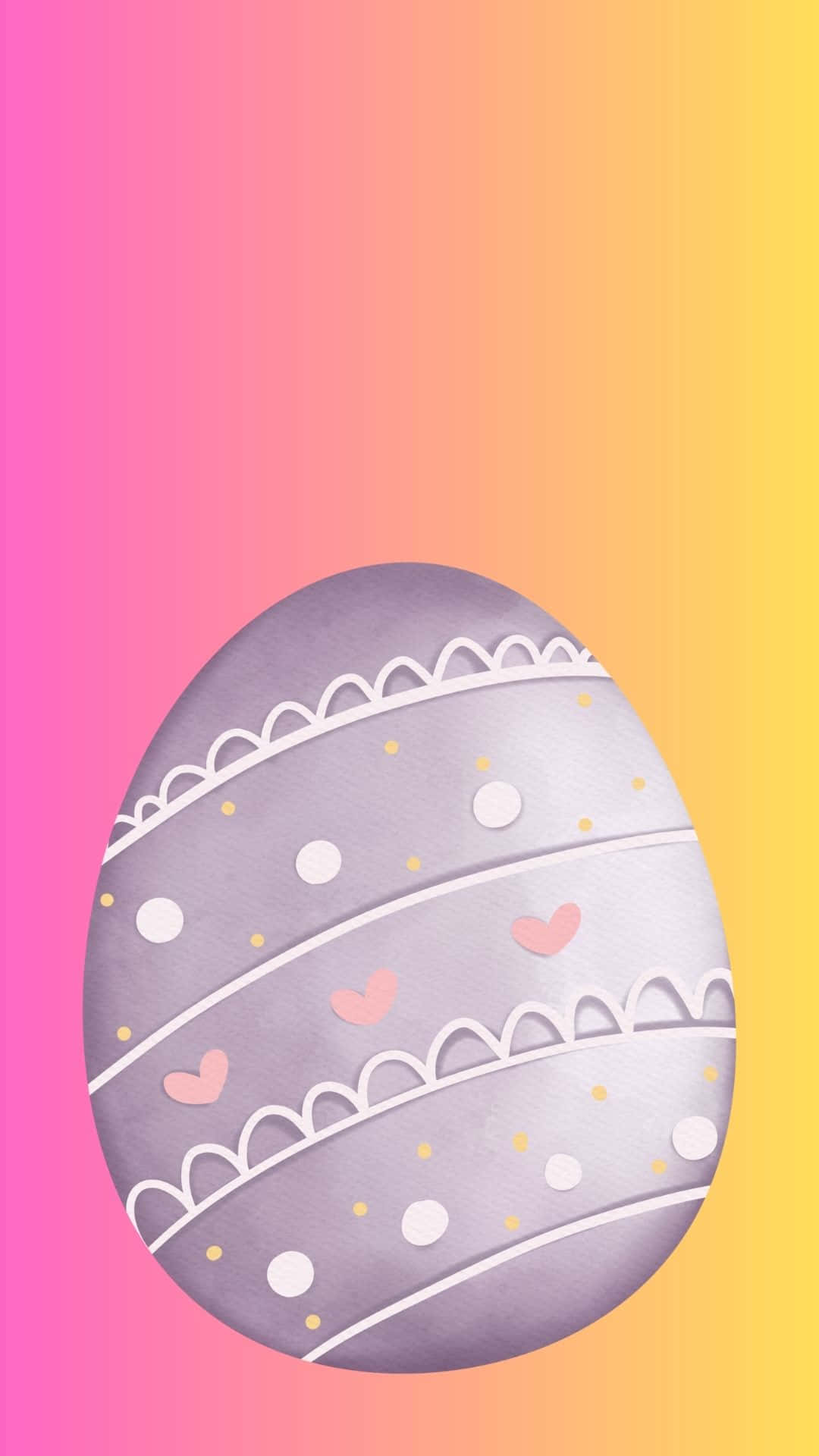 purple Easter egg, white lace trim, pink hearts, Full HD Phone Wallpaper