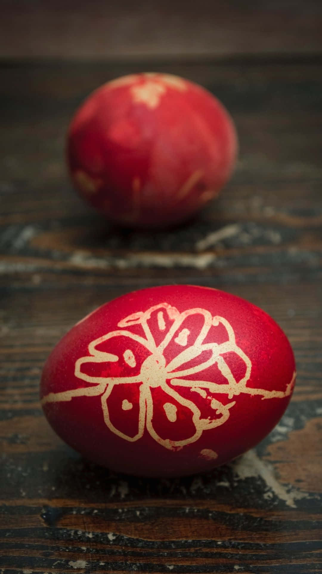 red eggs, gold floral designs, weathered wooden surface, Full HD Phone Wallpaper
