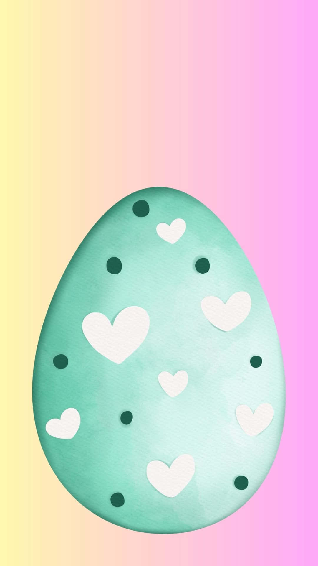 Easter Egg, teal, white hearts, Full HD Phone Wallpaper