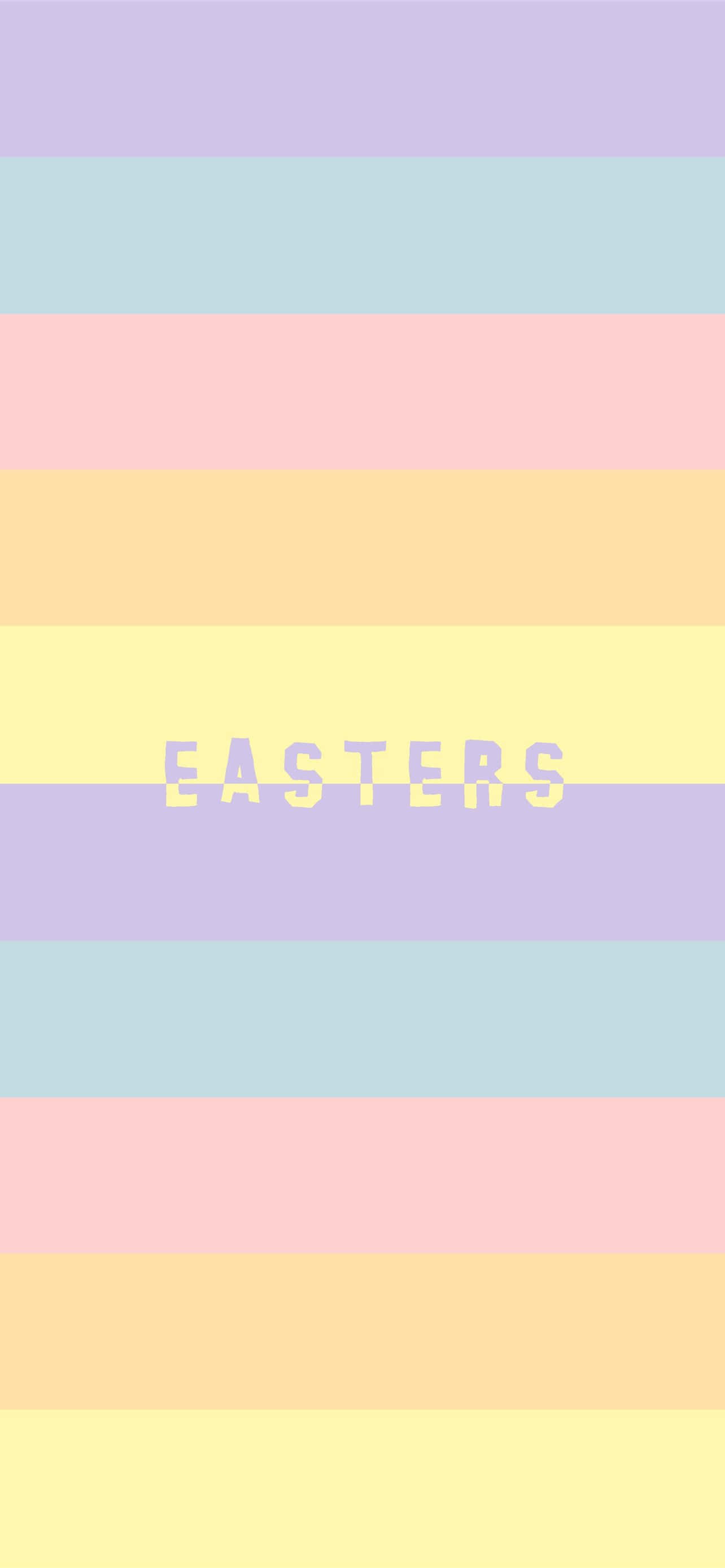 EASTER, pastel rainbow stripes, soft yellow letters, 2K Phone Wallpaper