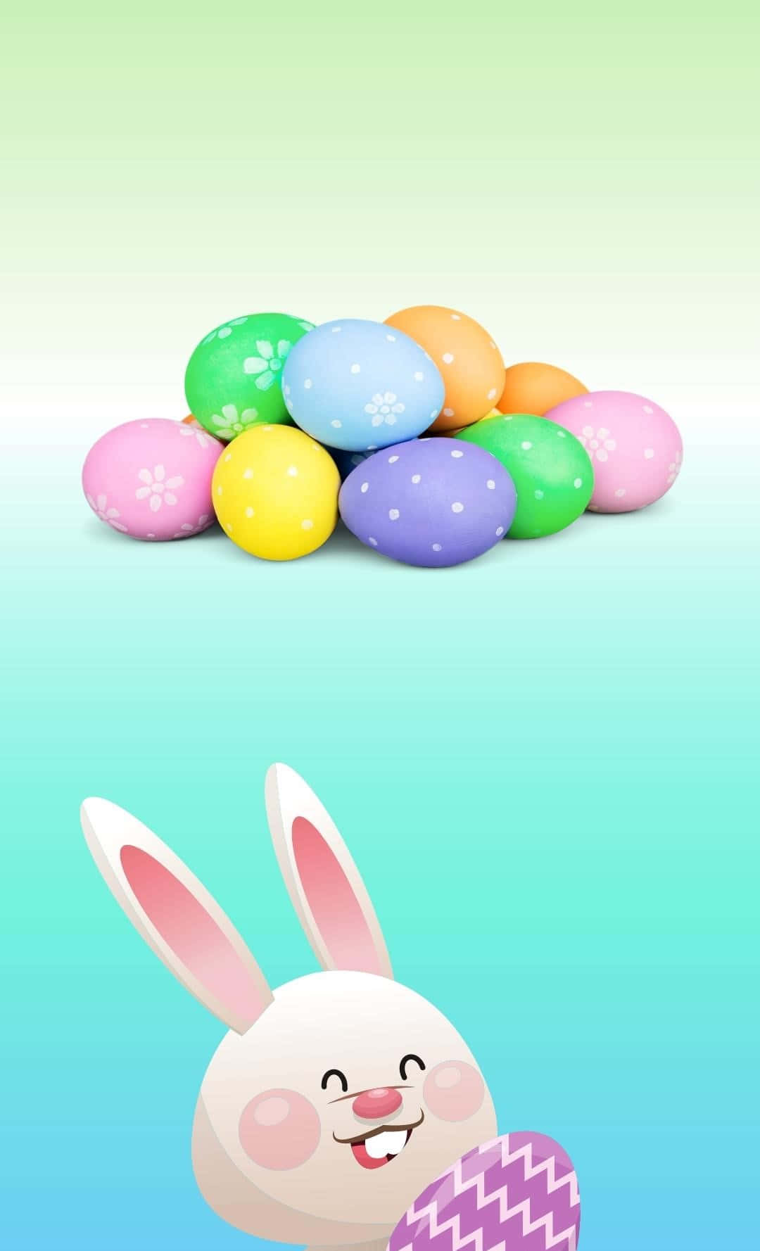 cute bunny, patterned egg, colorful decorated eggs, HD Phone Wallpaper