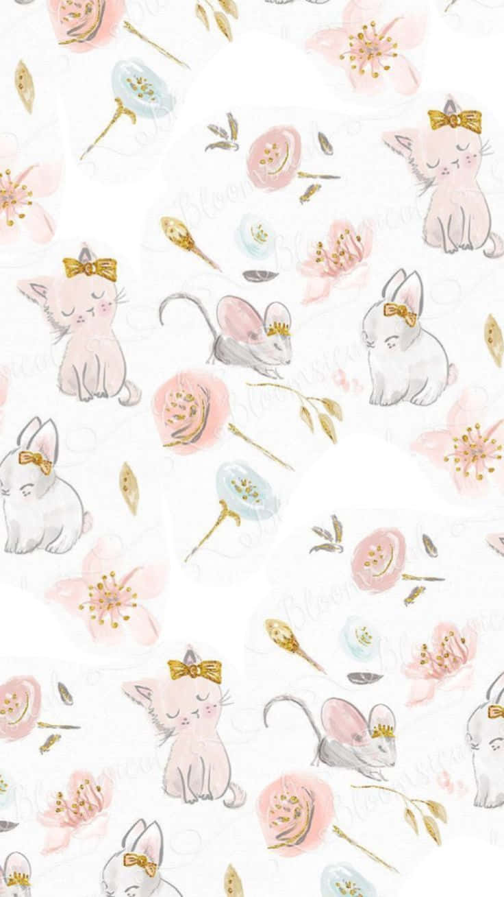 pastel watercolor, kittens, bunnies, HD Phone Wallpaper