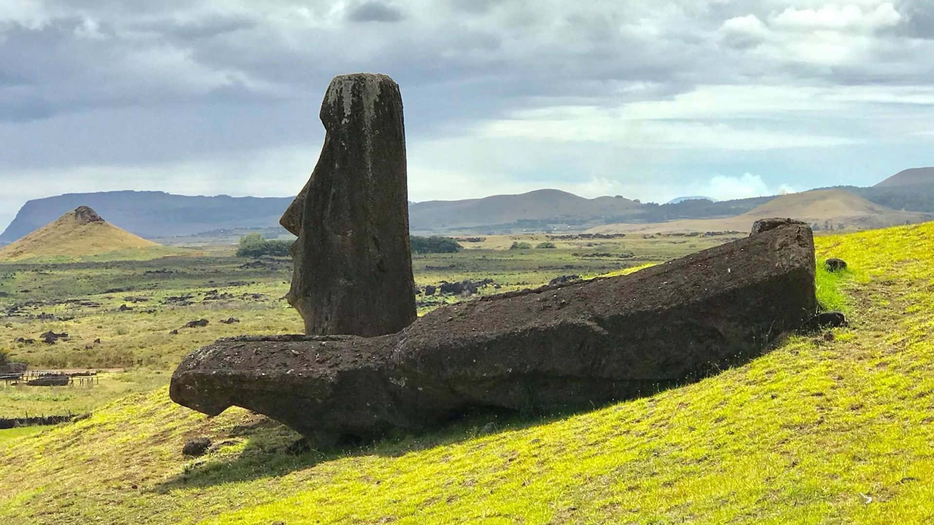 Easter Island, moai statue, fallen giant, Full HD Desktop Wallpaper