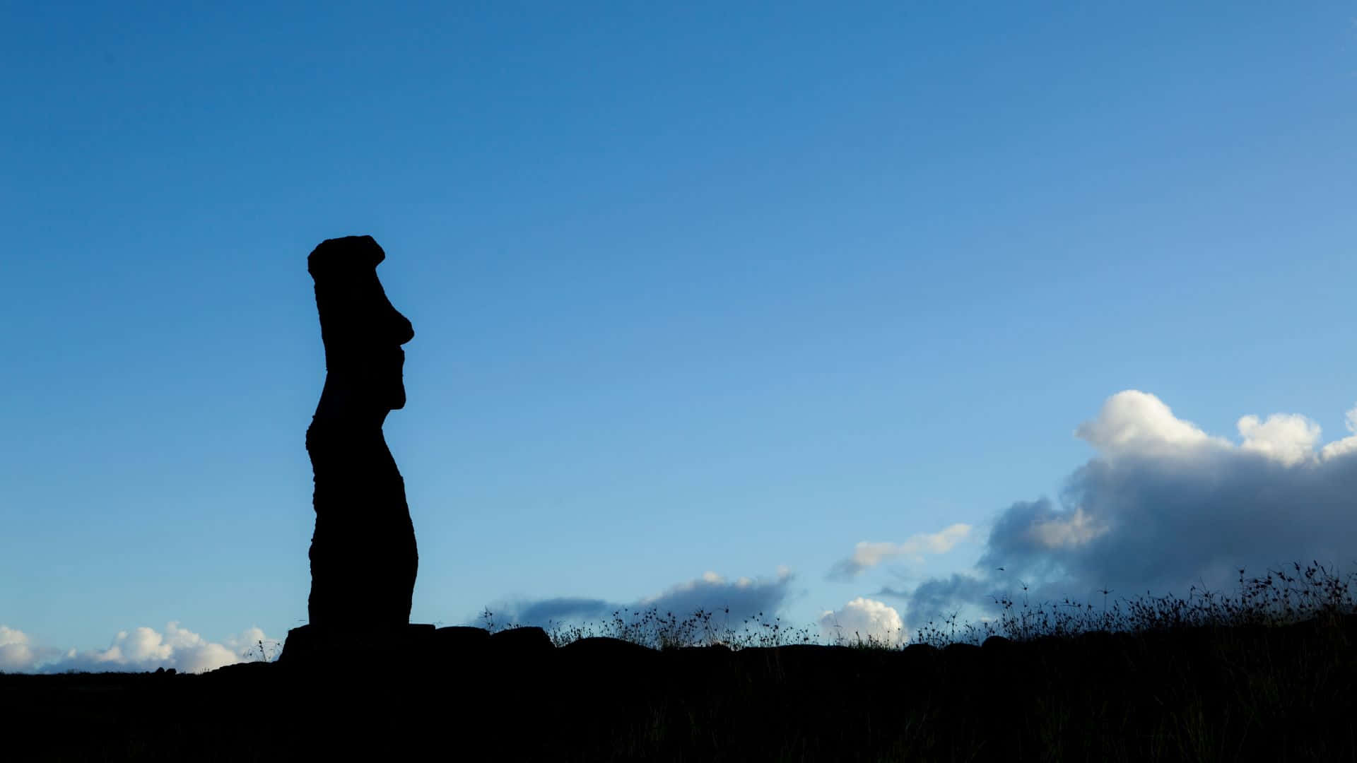 Easter Island, moai statue, clear blue sky, Full HD Desktop Wallpaper