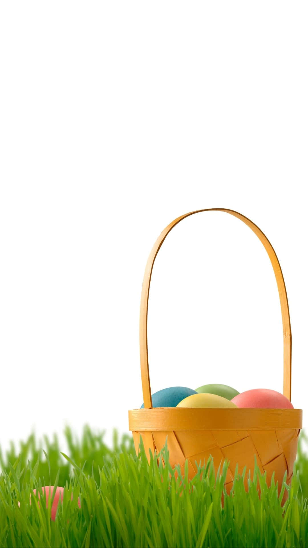 Easter basket, colorful Easter eggs, vibrant green grass, Full HD Phone Wallpaper
