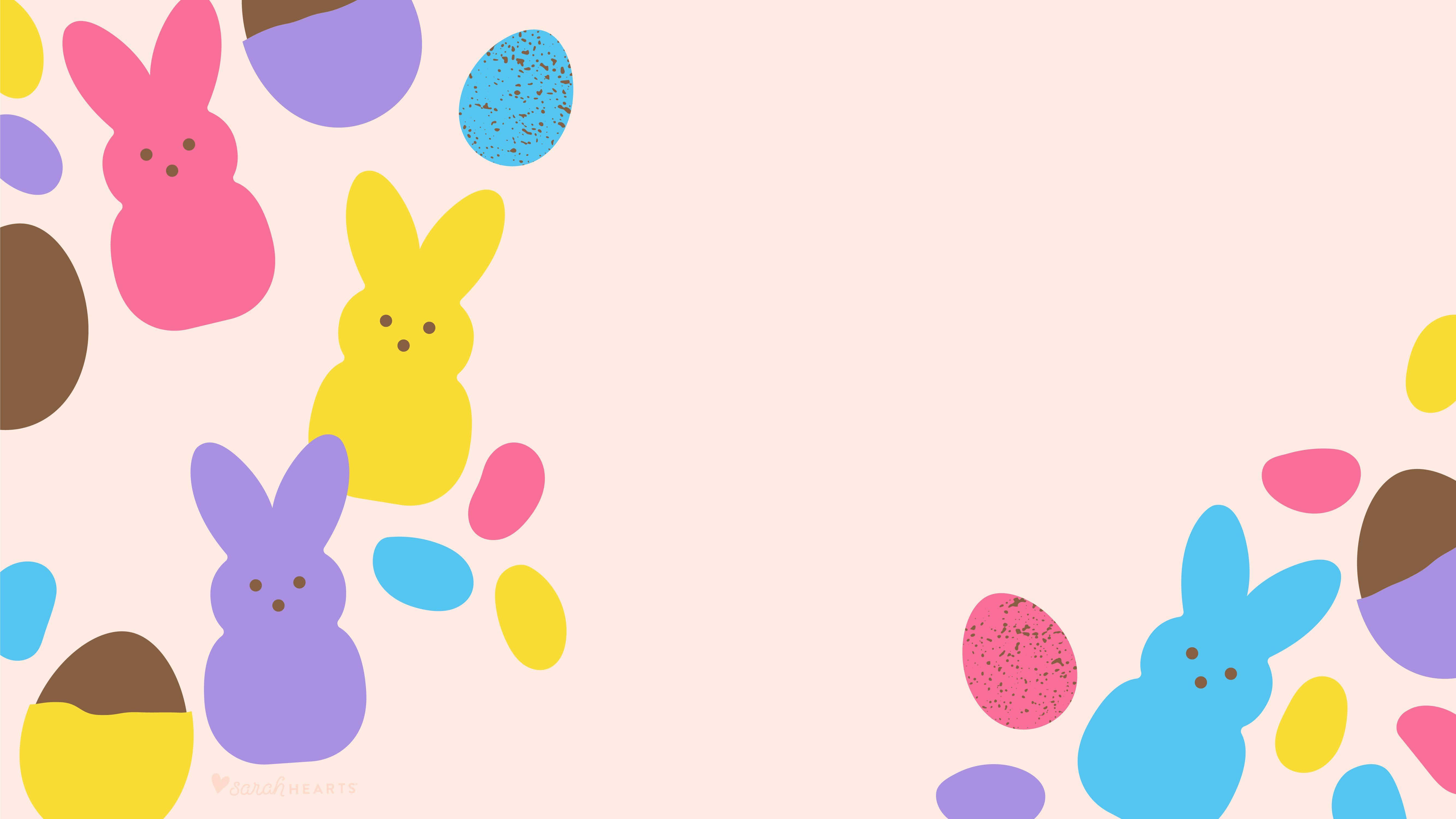 Easter Peeps, eggs, bunny-shaped candies, 5K Desktop Wallpaper