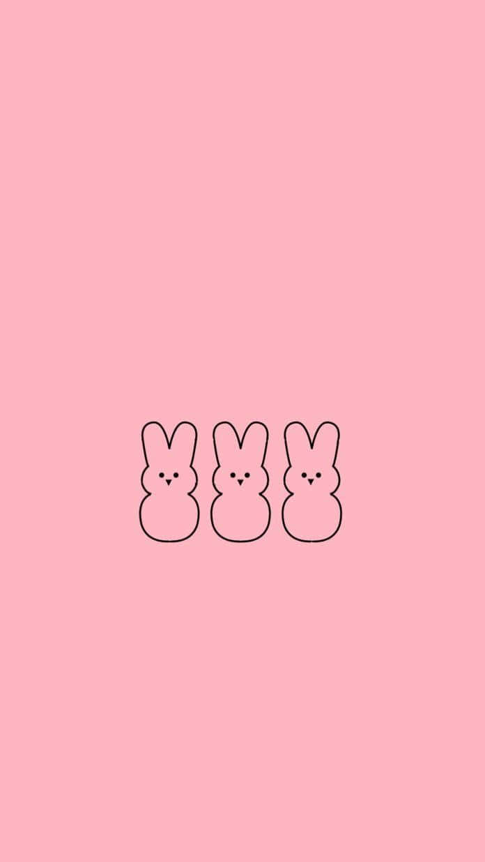 Easter Peeps, pink bunnies, minimalist outlined bunny shapes, SD Phone Wallpaper