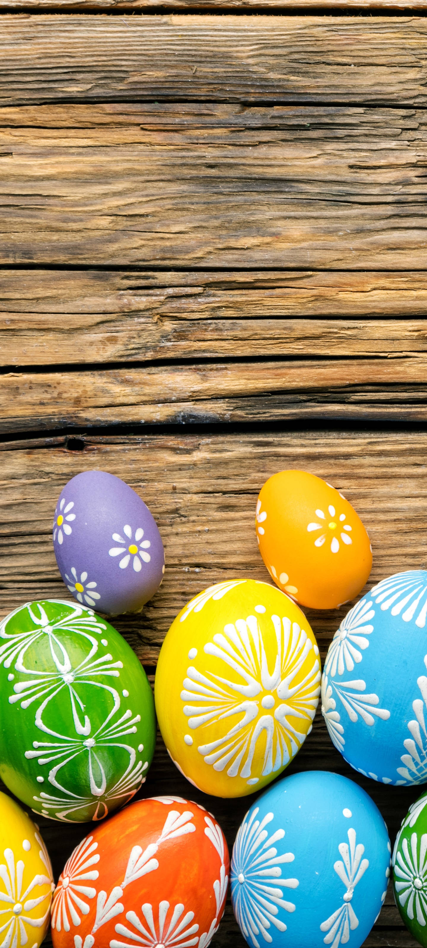 Easter, hand-painted Easter eggs, floral patterns, 2K Phone Wallpaper
