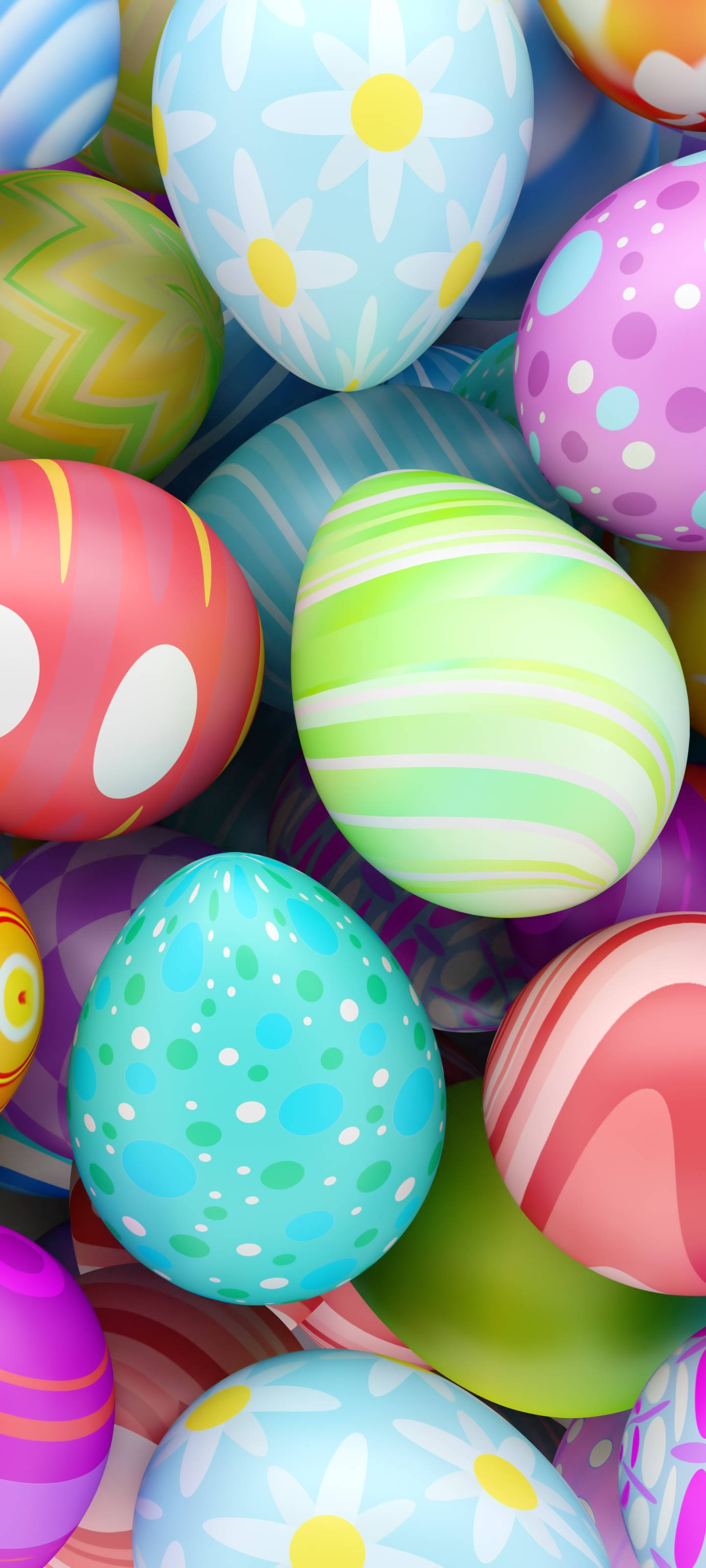 Easter Phone, Easter eggs, floral stripes, 2K Phone Wallpaper