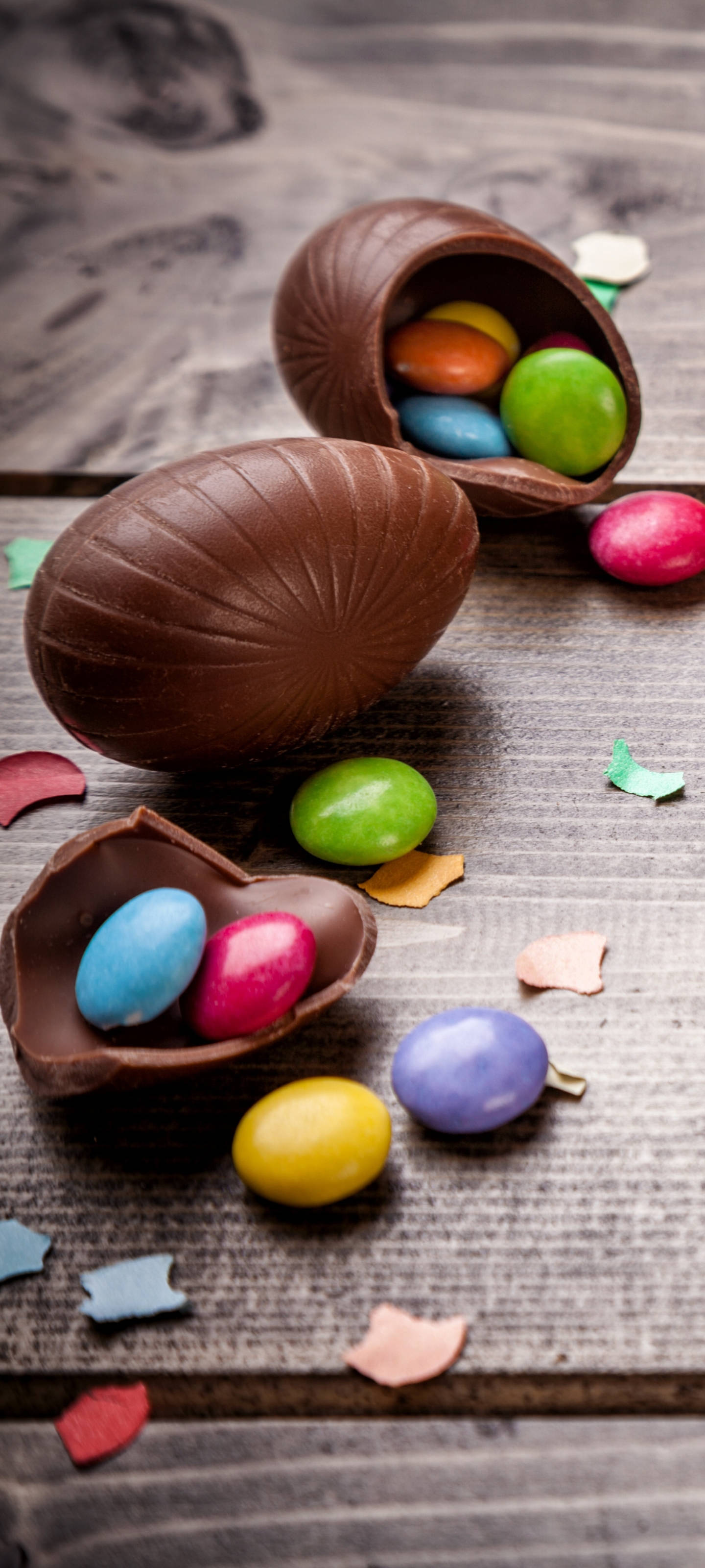 Easter Phone, chocolate eggs, colorful candy, 2K Phone Wallpaper