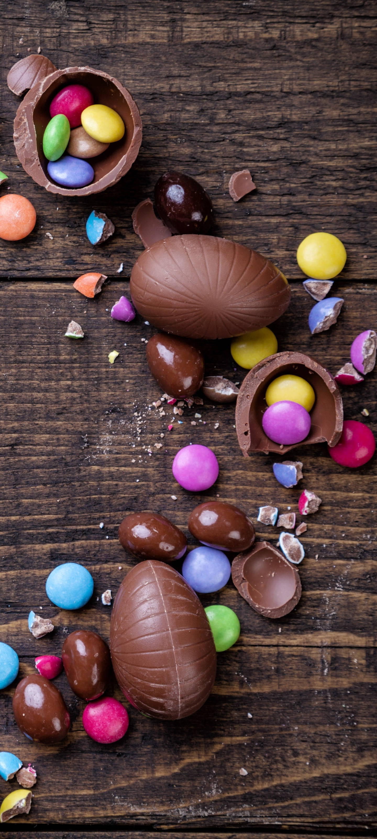 Easter Phone, 1440 x 3200, broken chocolate eggs, 2K Phone Wallpaper