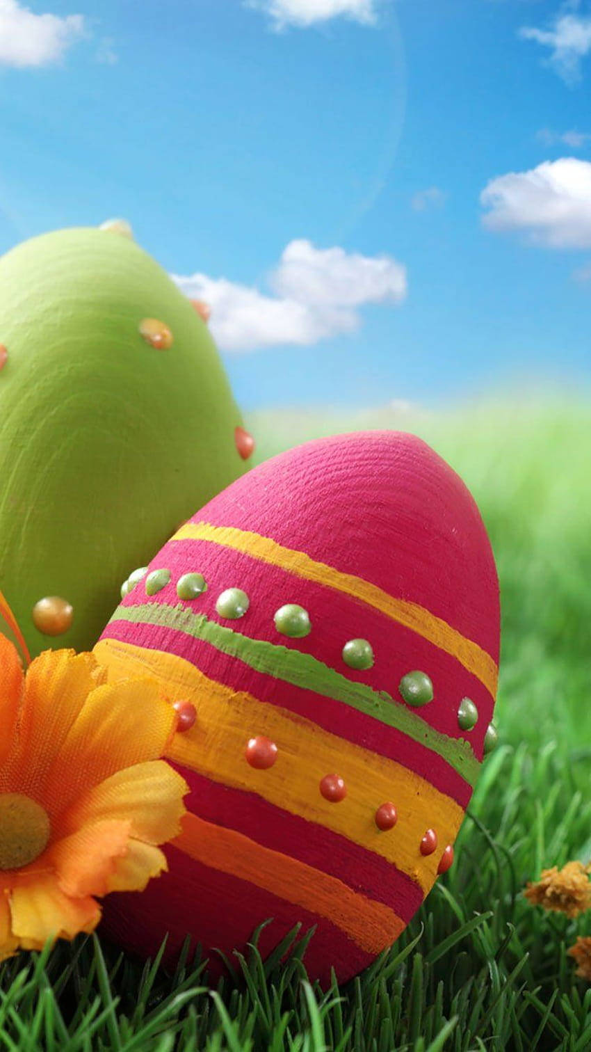 Easter Phone, metallic studs, lush green grass, HD Phone Wallpaper