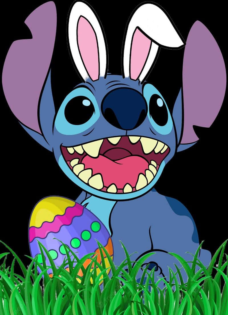 Easter Stitch, bunny ears, colorful Easter egg, SD Phone Wallpaper
