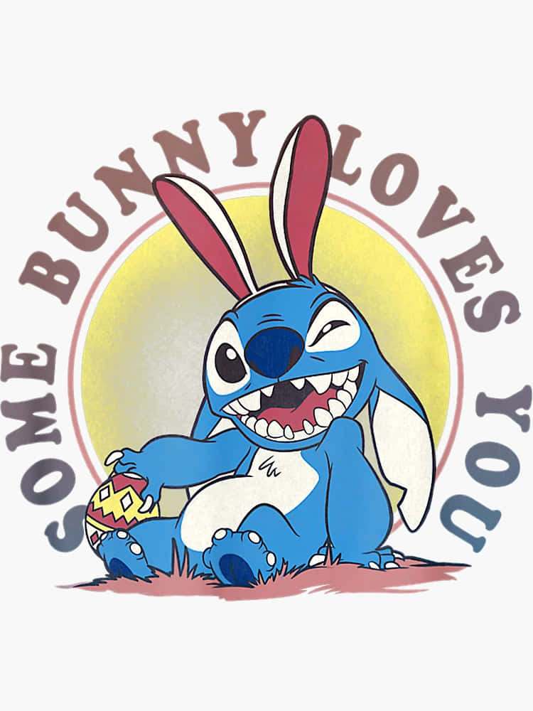 Easter Stitch, blue cartoon bunny, rabbit ears, SD Phone Wallpaper