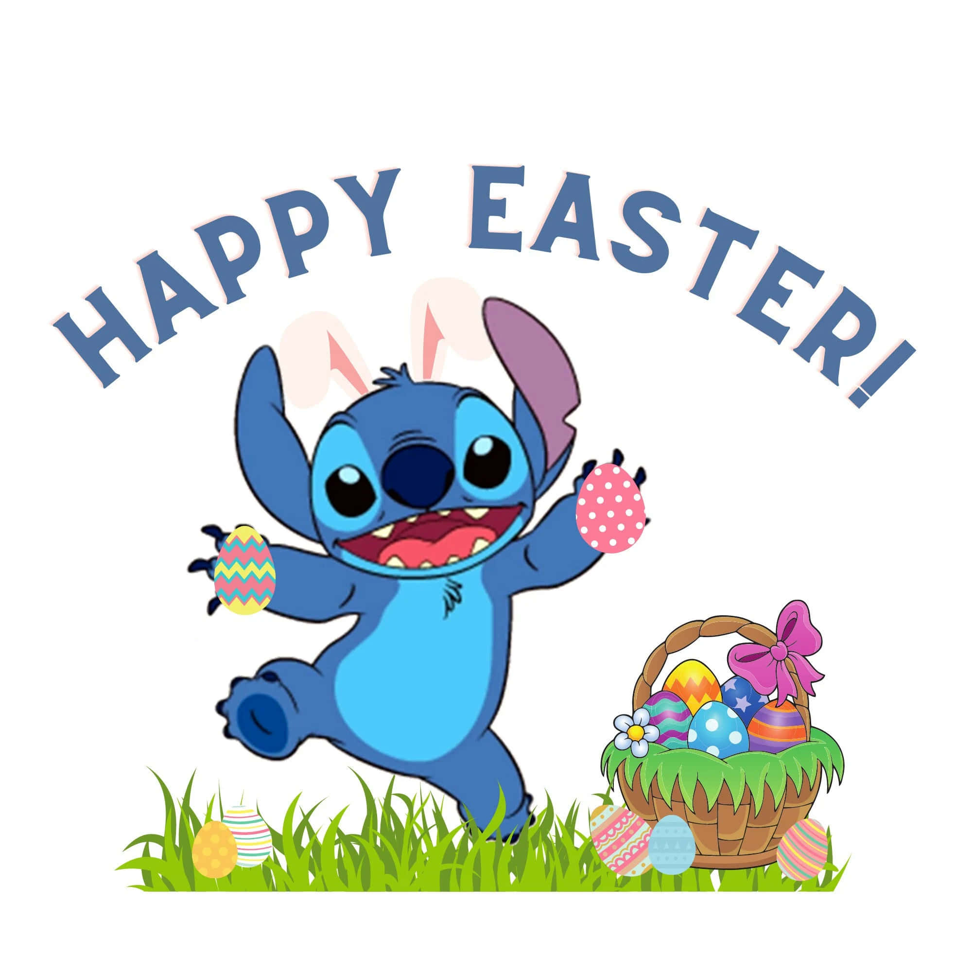 Stitch, bunny ears, Easter eggs, Full HD Desktop Wallpaper