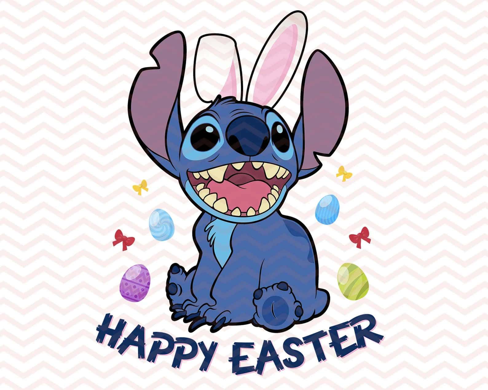 Stitch, bunny ears, colorful Easter eggs, HD Desktop Wallpaper