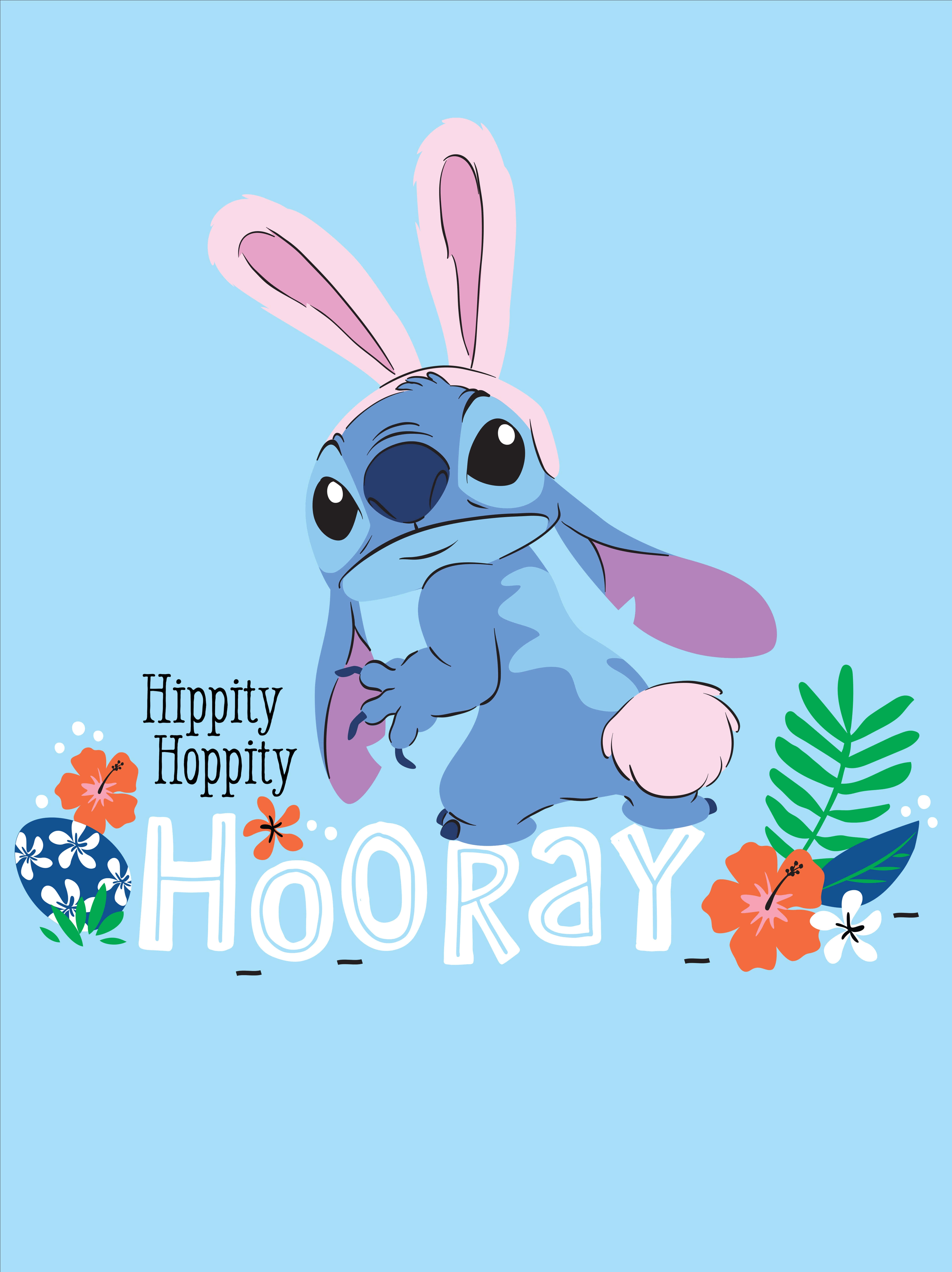Easter Stitch, blue Stitch, pink bunny ears, 5K Phone Wallpaper
